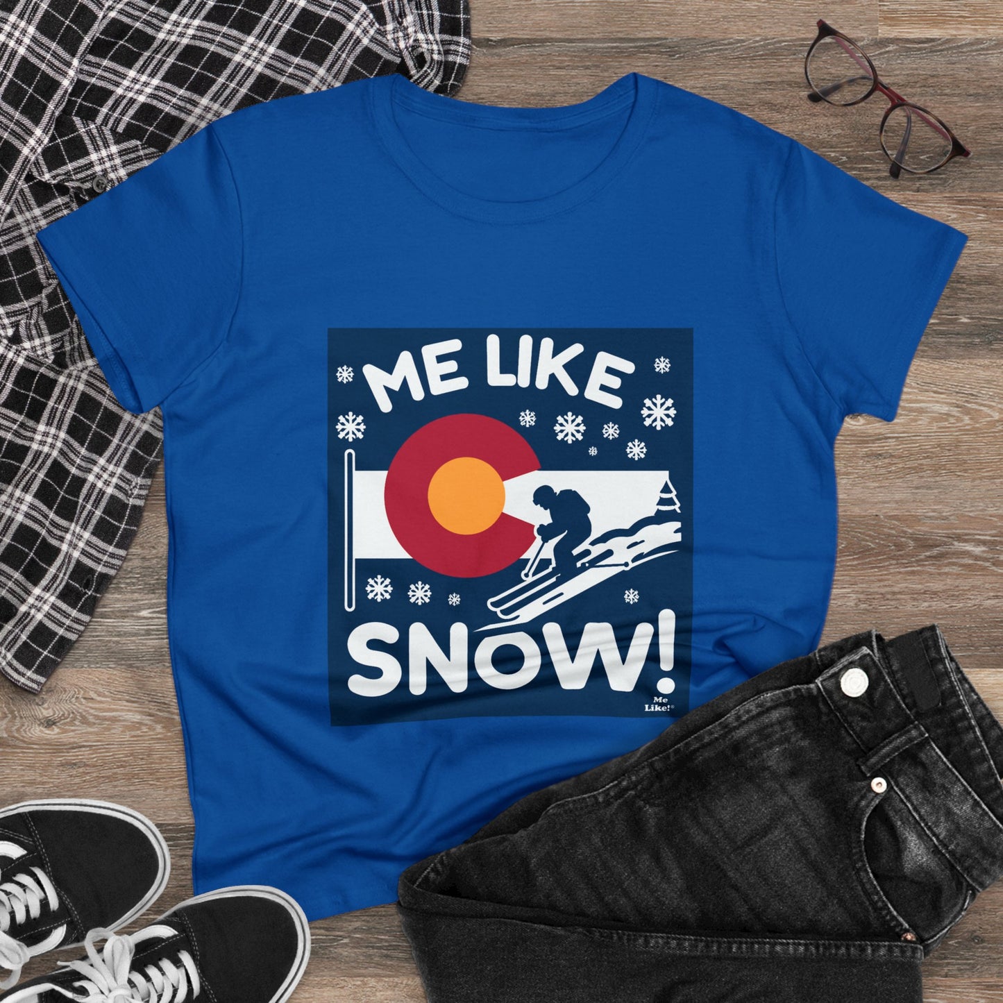Me Like Snow! - Women's Heavy Cotton Tee - (Ski Colorado #2)