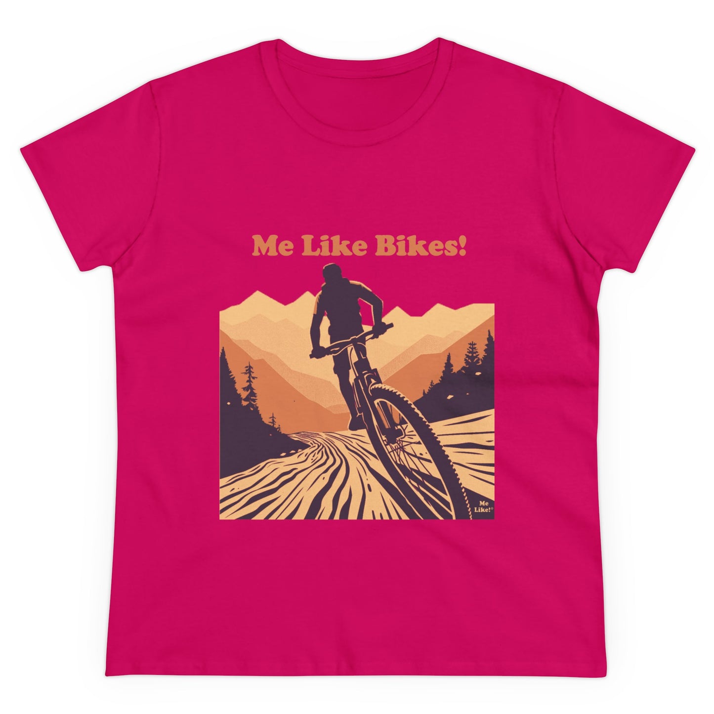 Women's Heavy Cotton Tee - Me Like Bikes! (Mountain Bike #2)