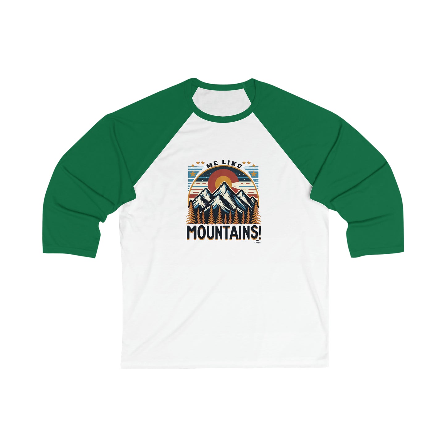 Me Like Mountains! - Unisex 3\4 Sleeve Baseball Tee - (Mountains #5)