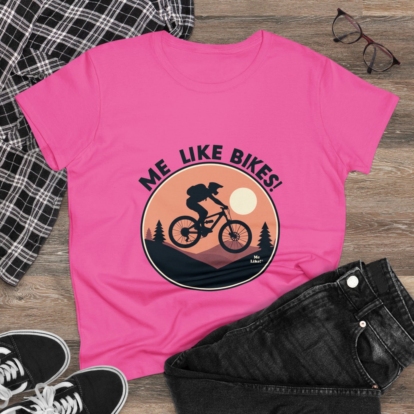 Me Like Bikes! - Women's Heavy Cotton Tee - (Mountain Bike #3)