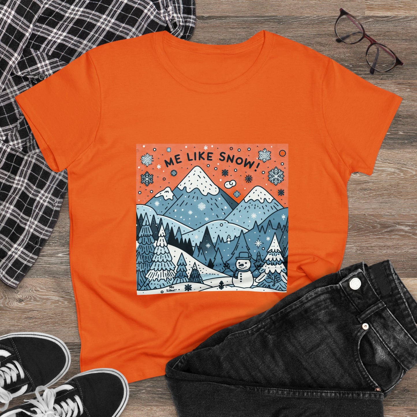 Me Like Snow! - Women's Heavy Cotton Tee - (Snowman #2)