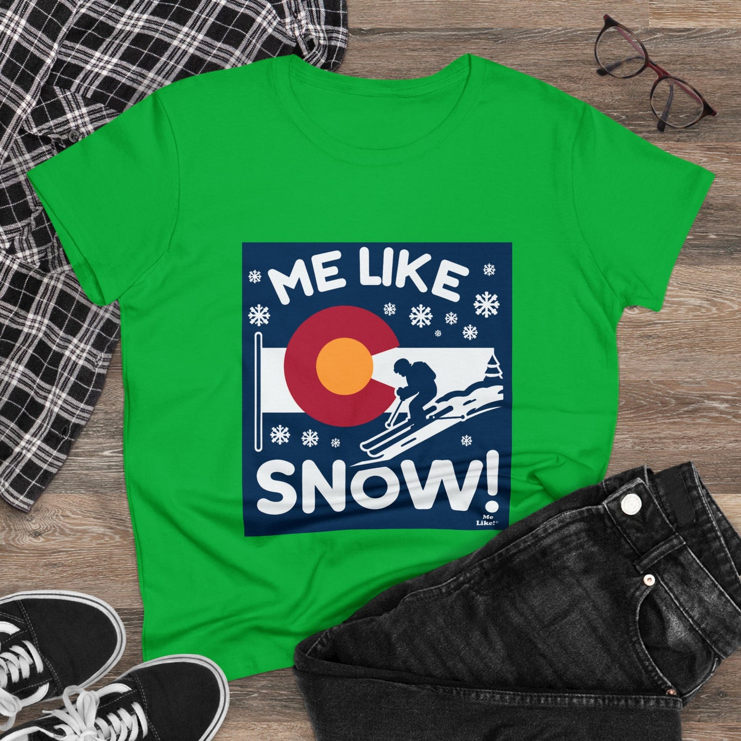 Me Like Snow! - Women's Heavy Cotton Tee - (Ski Colorado #2)
