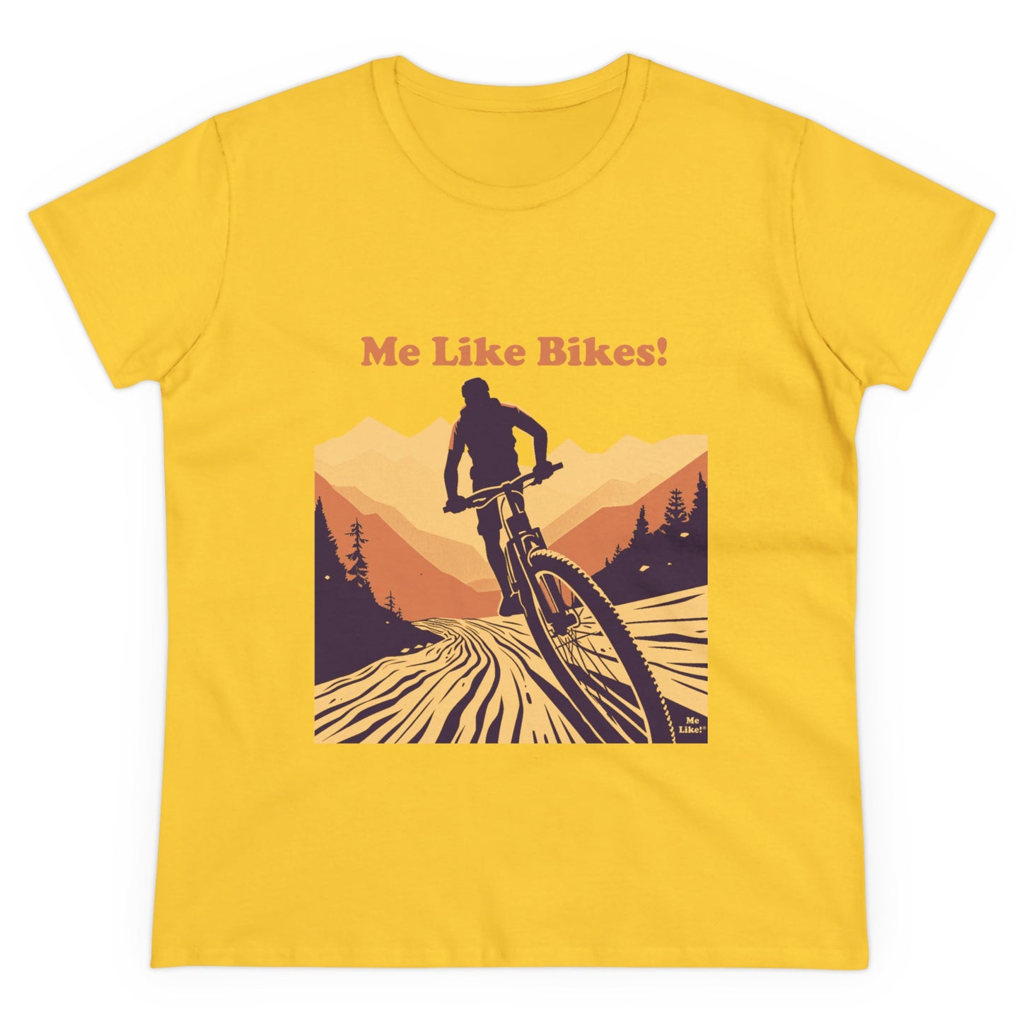 Women's Heavy Cotton Tee - Me Like Bikes! (Mountain Bike #2)