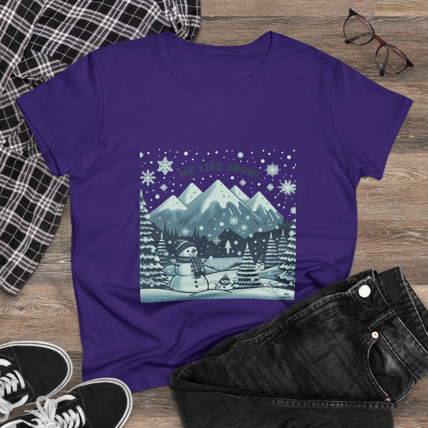 Me Like Snow! - Women's Heavy Cotton Tee - (Snowman #1)