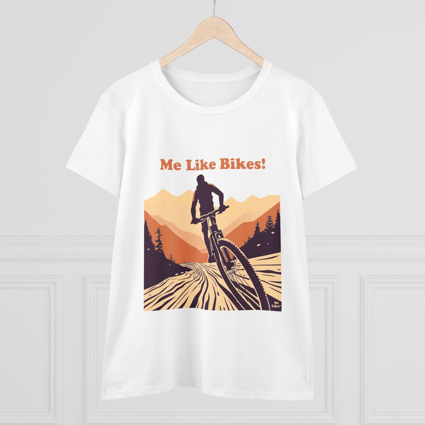 Women's Heavy Cotton Tee - Me Like Bikes! (Mountain Bike #2)