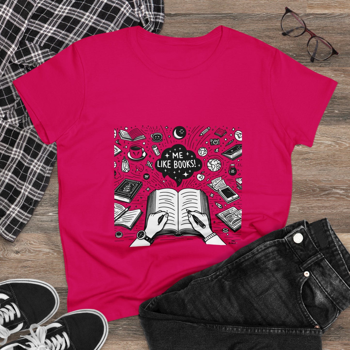 Me Like Books! - Women's Heavy Cotton Tee - (Books #3)