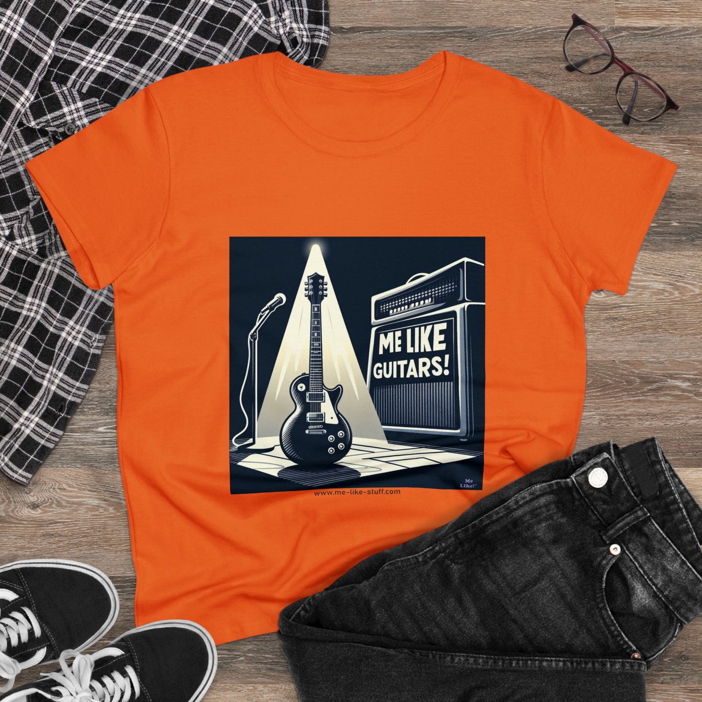 Women's Heavy Cotton Tee - Me Like Guitars! (Electric #1)