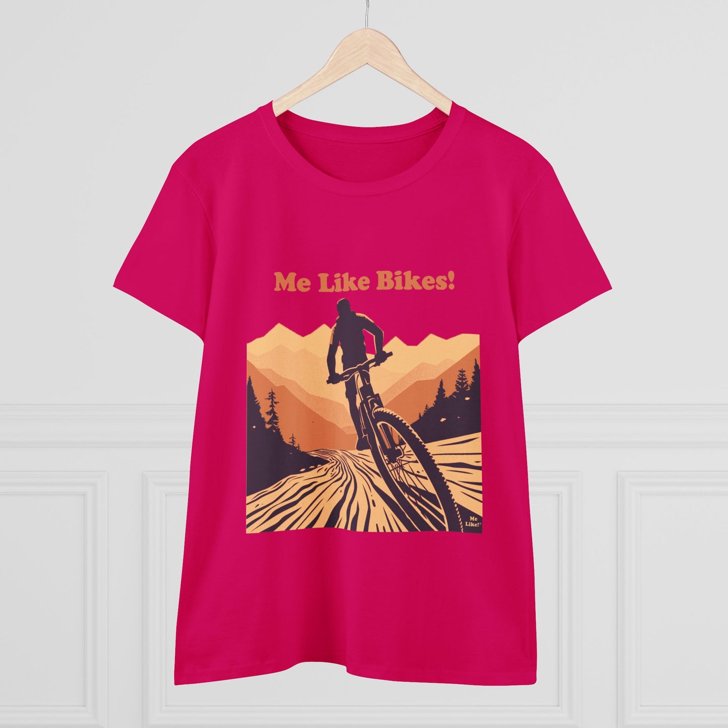 Women's Heavy Cotton Tee - Me Like Bikes! (Mountain Bike #2)