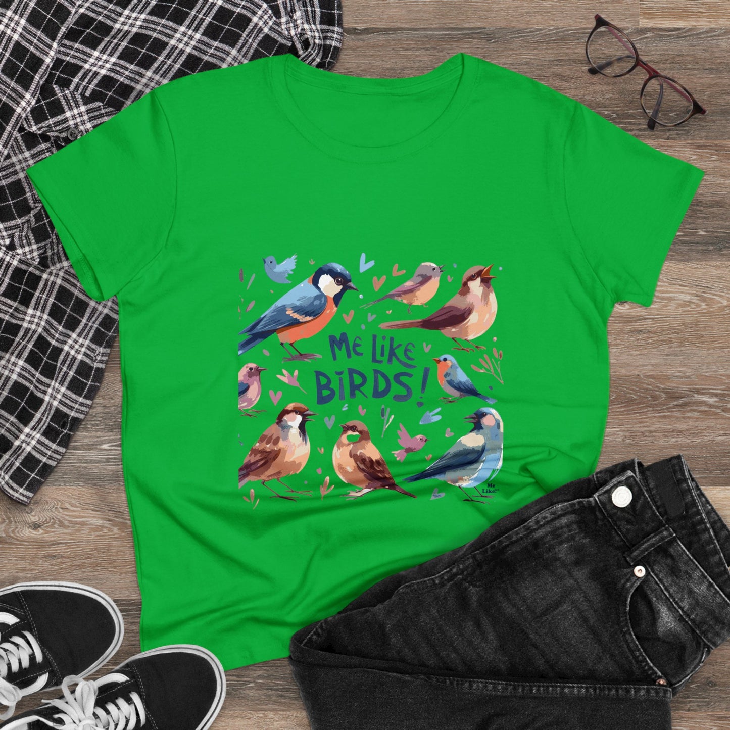 Me Like Birds! - Women's Heavy Cotton Tee - (Birds #2)