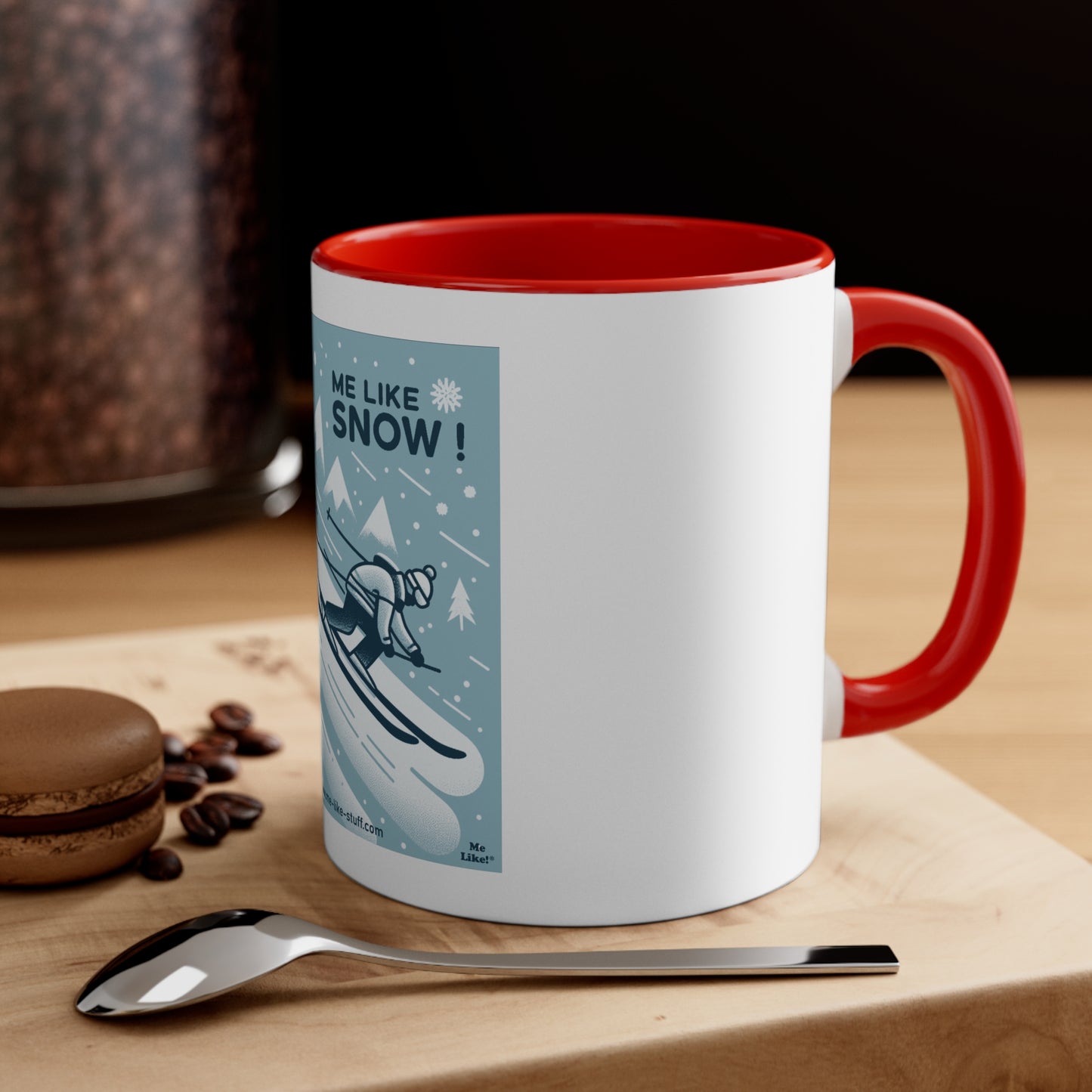 Accent Coffee Mug, 11oz - Me Like Snow! (Ski #2)