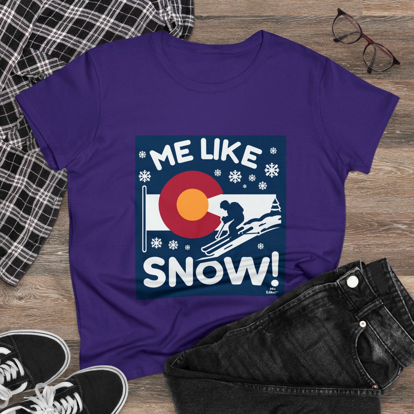 Me Like Snow! - Women's Heavy Cotton Tee - (Ski Colorado #2)