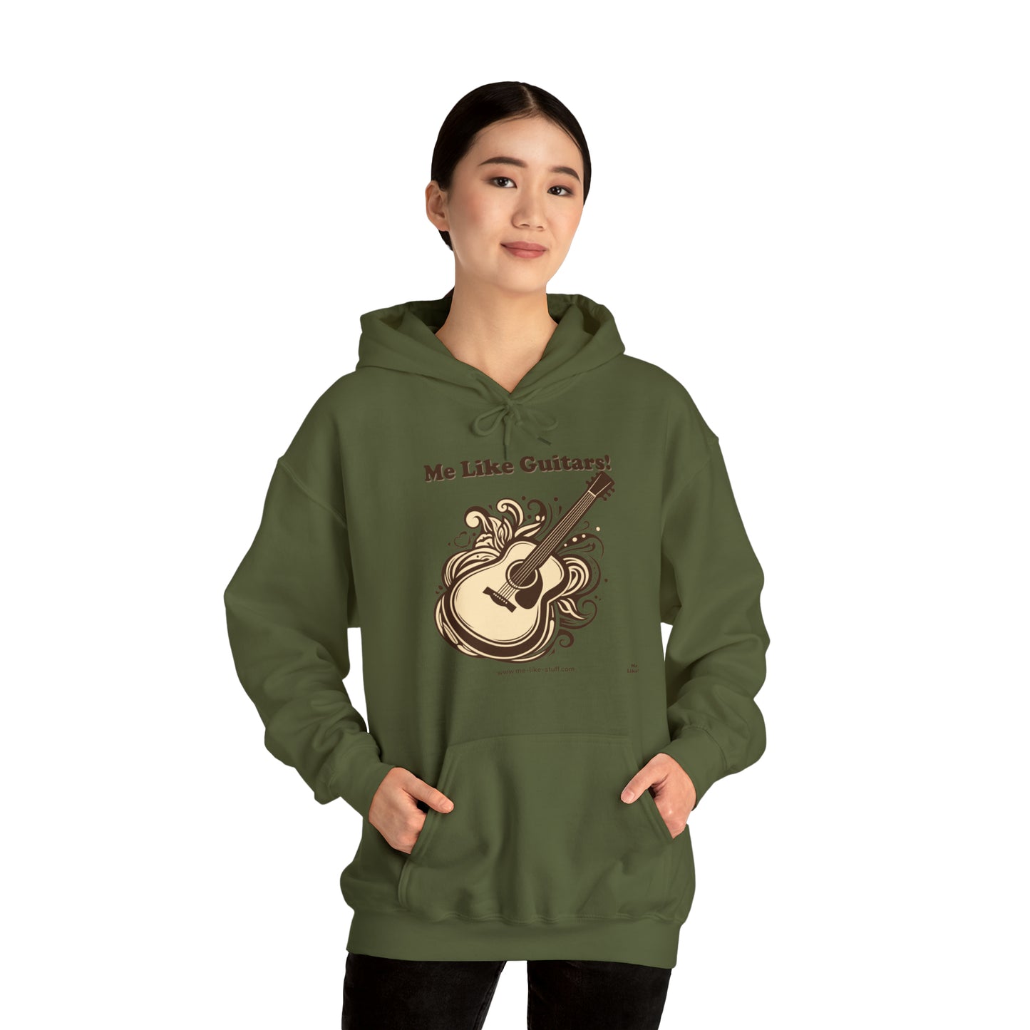 Unisex Heavy Blend™ Hooded Sweatshirt - Me Like Guitars! (Acoustic #1)