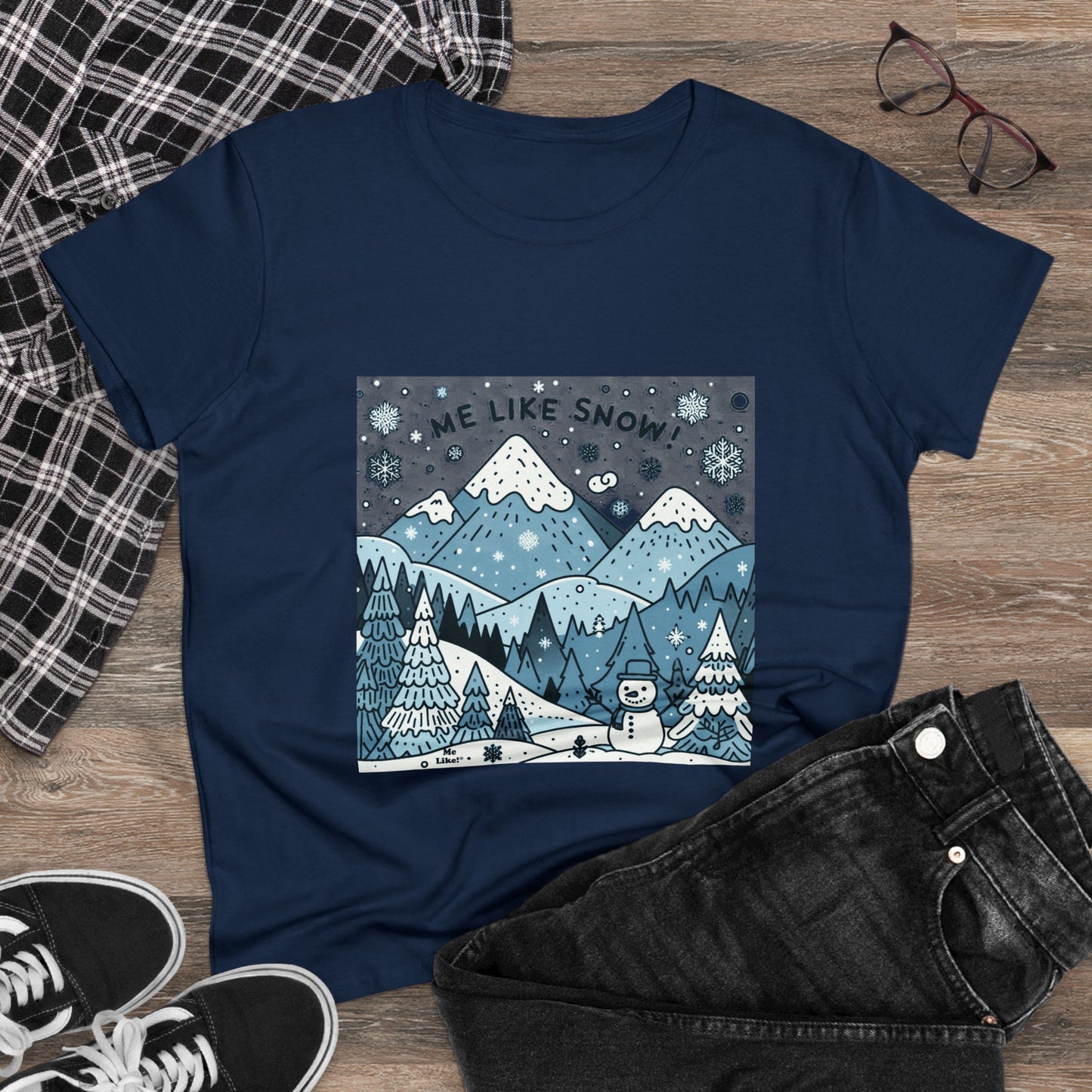 Me Like Snow! - Women's Heavy Cotton Tee - (Snowman #2)