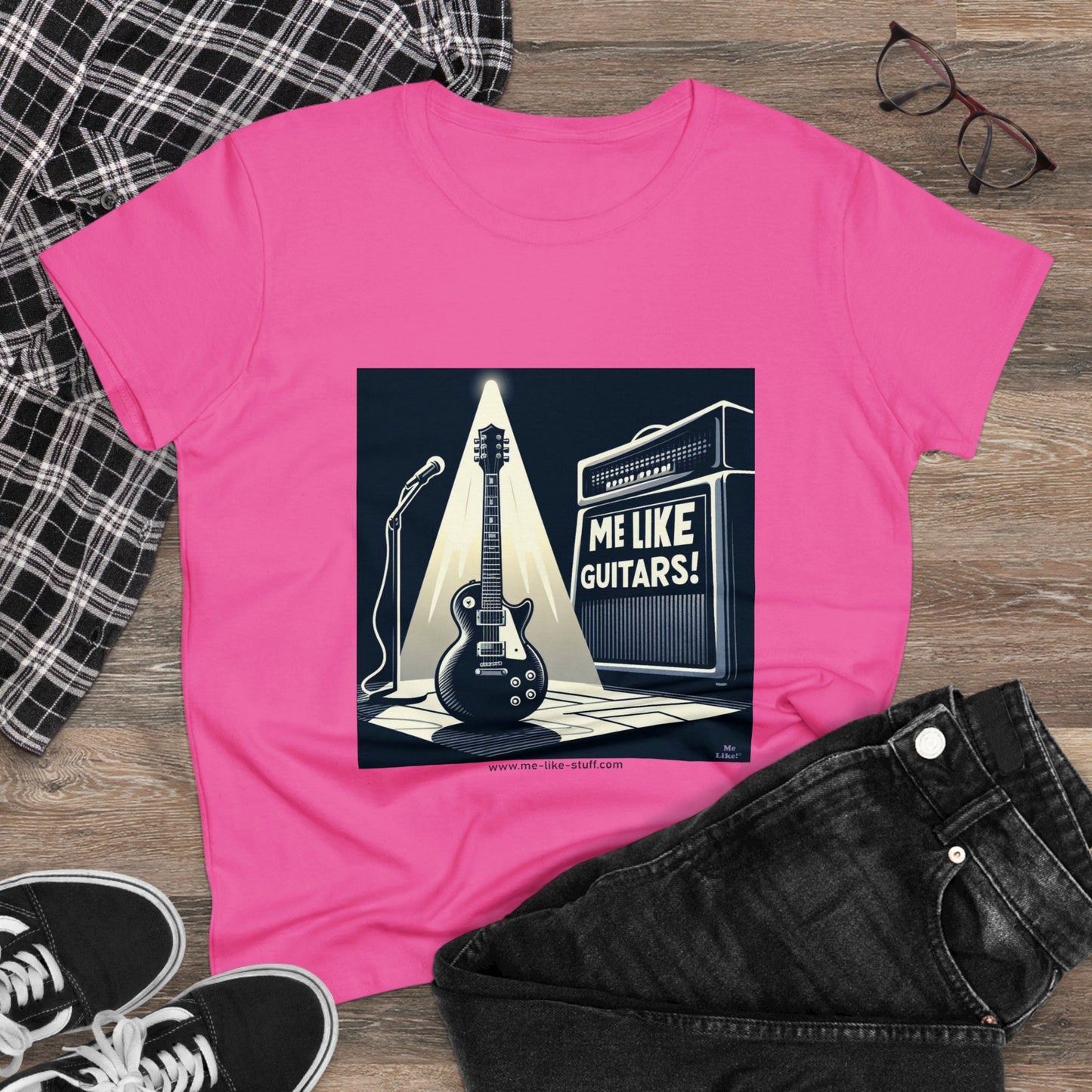 Women's Heavy Cotton Tee - Me Like Guitars! (Electric #1)