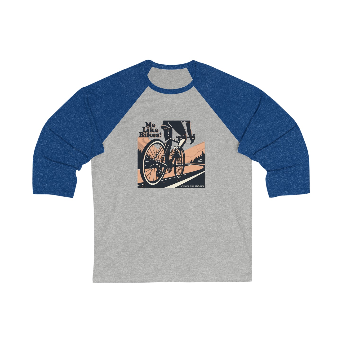 Unisex 3\4 Sleeve Baseball Tee - Me Like Bikes! (RB #1)