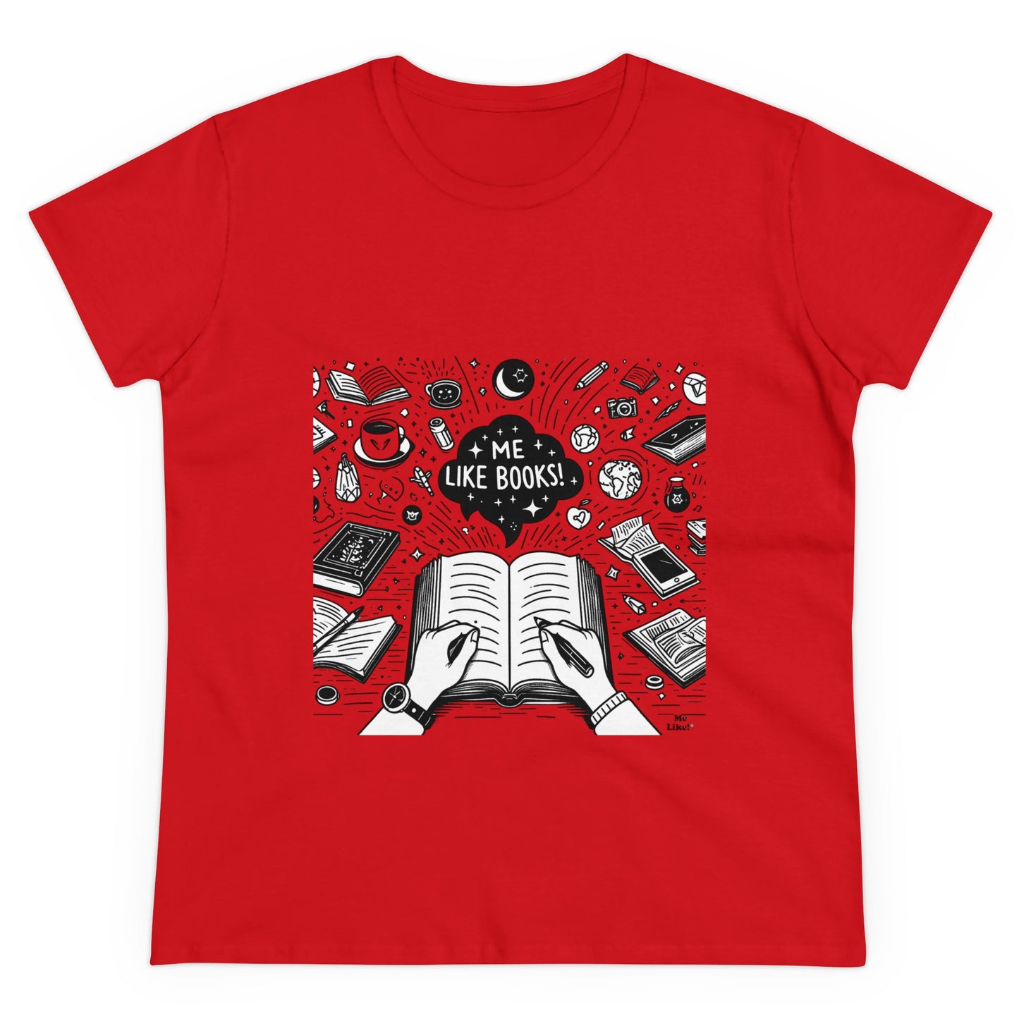 Me Like Books! - Women's Heavy Cotton Tee - (Books #3)