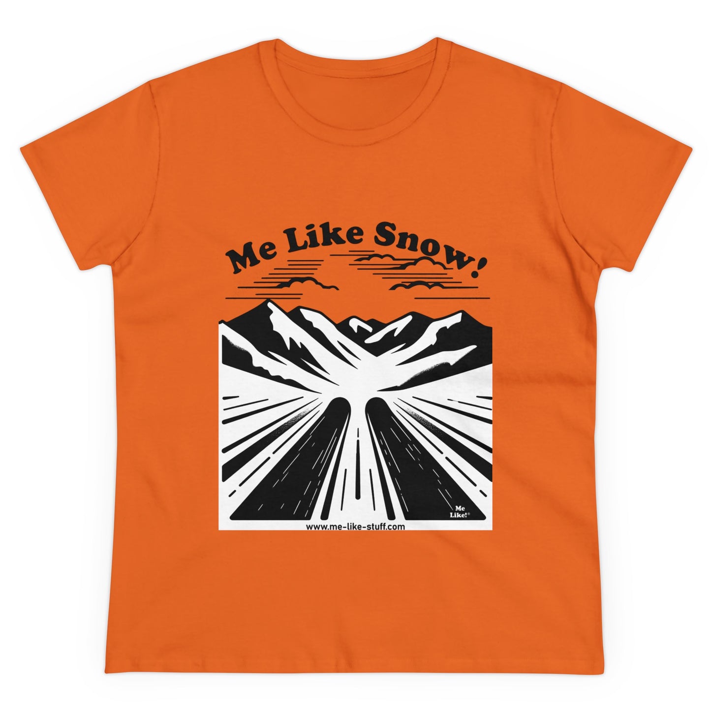 Women's Heavy Cotton Tee - Me Like Snow! (Ski #1)