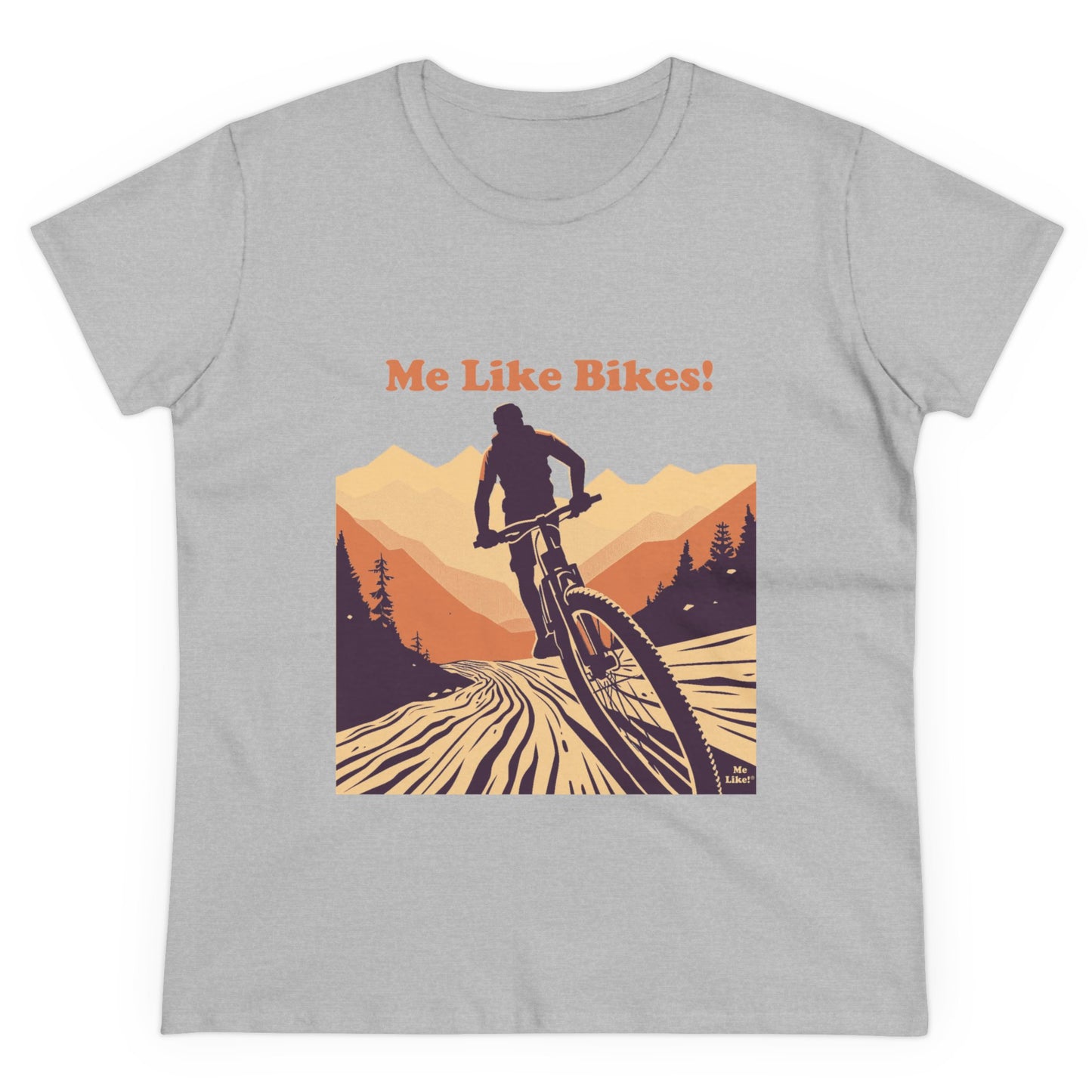Women's Heavy Cotton Tee - Me Like Bikes! (Mountain Bike #2)