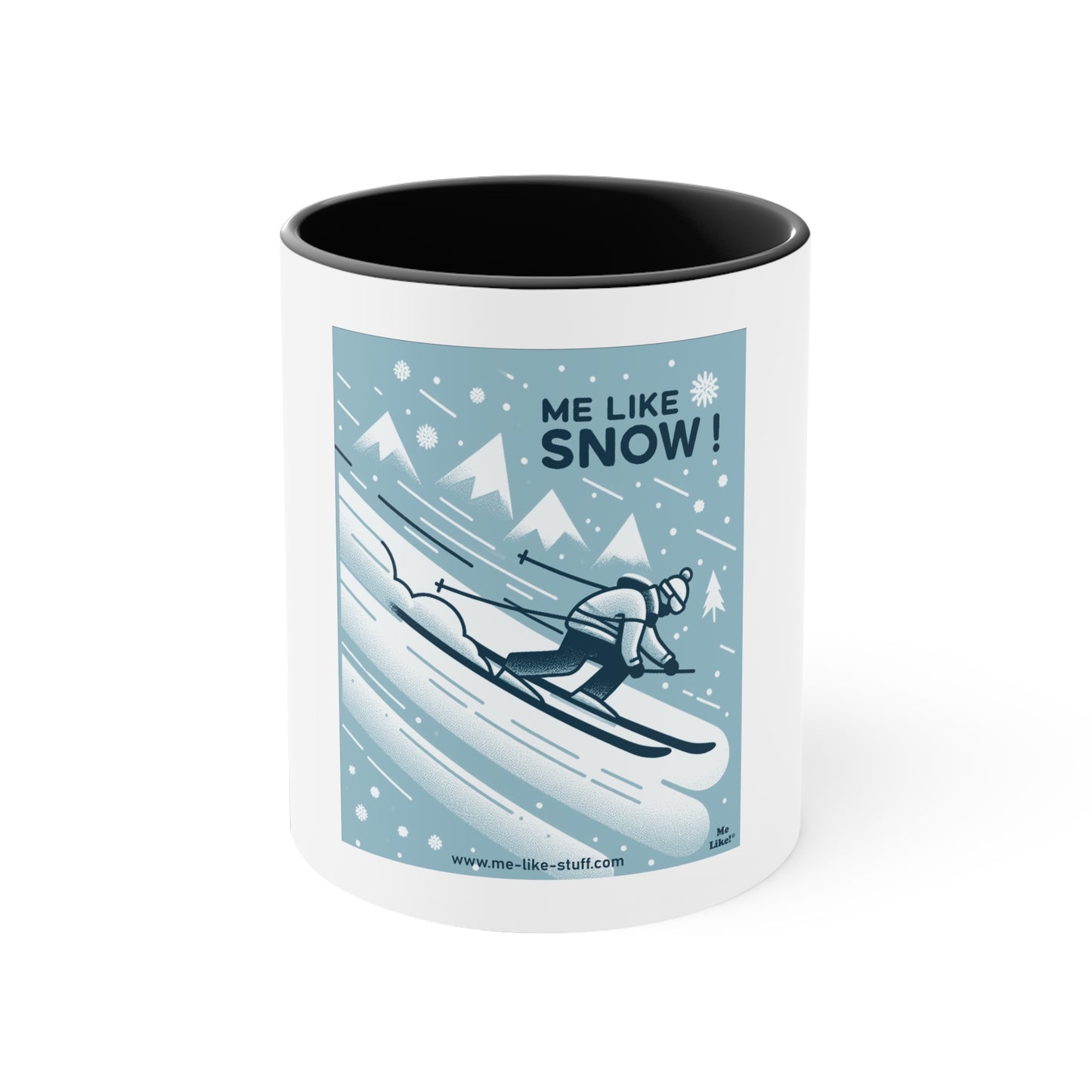 Accent Coffee Mug, 11oz - Me Like Snow! (Ski #2)