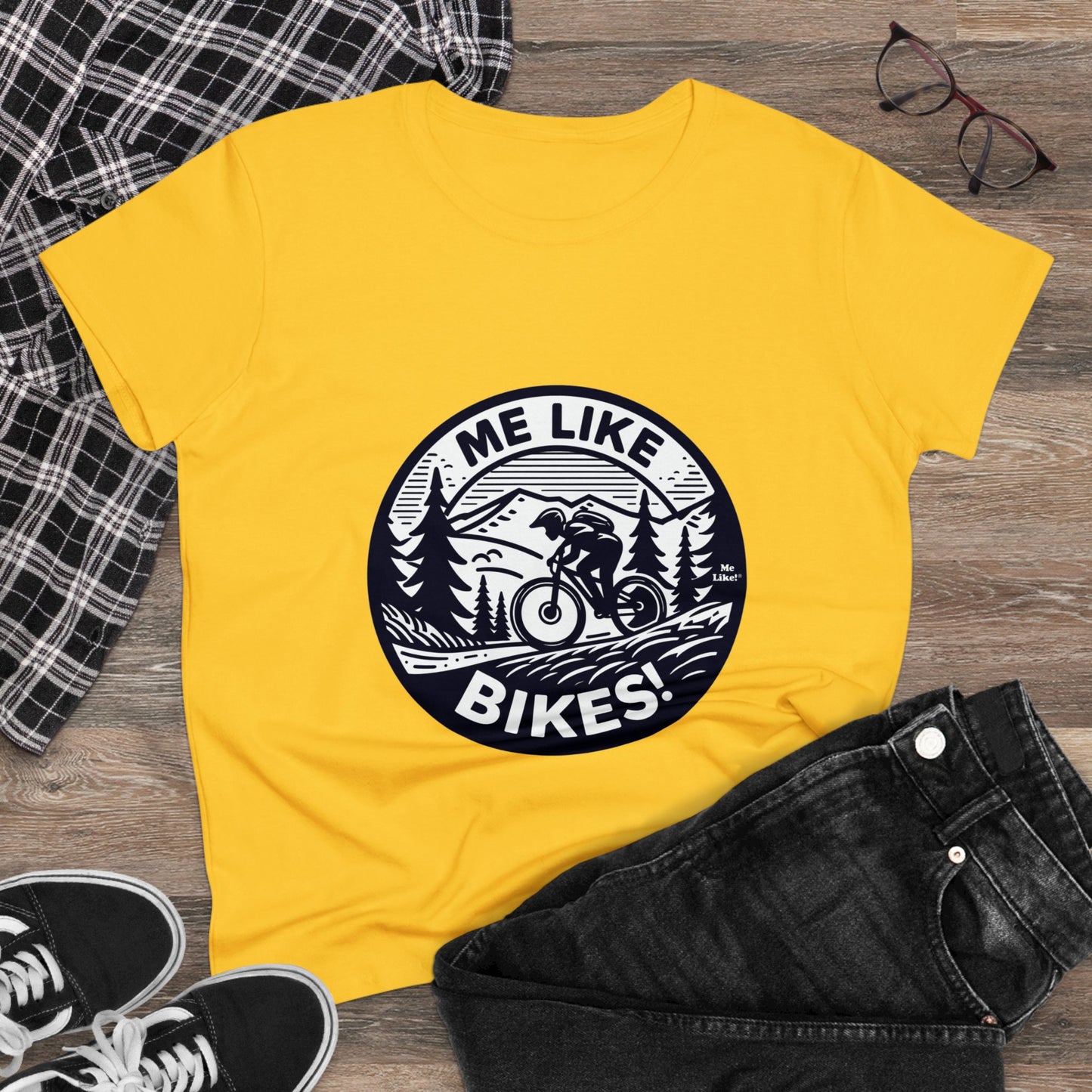 Me Like Bikes! - Women's Heavy Cotton Tee - (Mountain Bike #4)