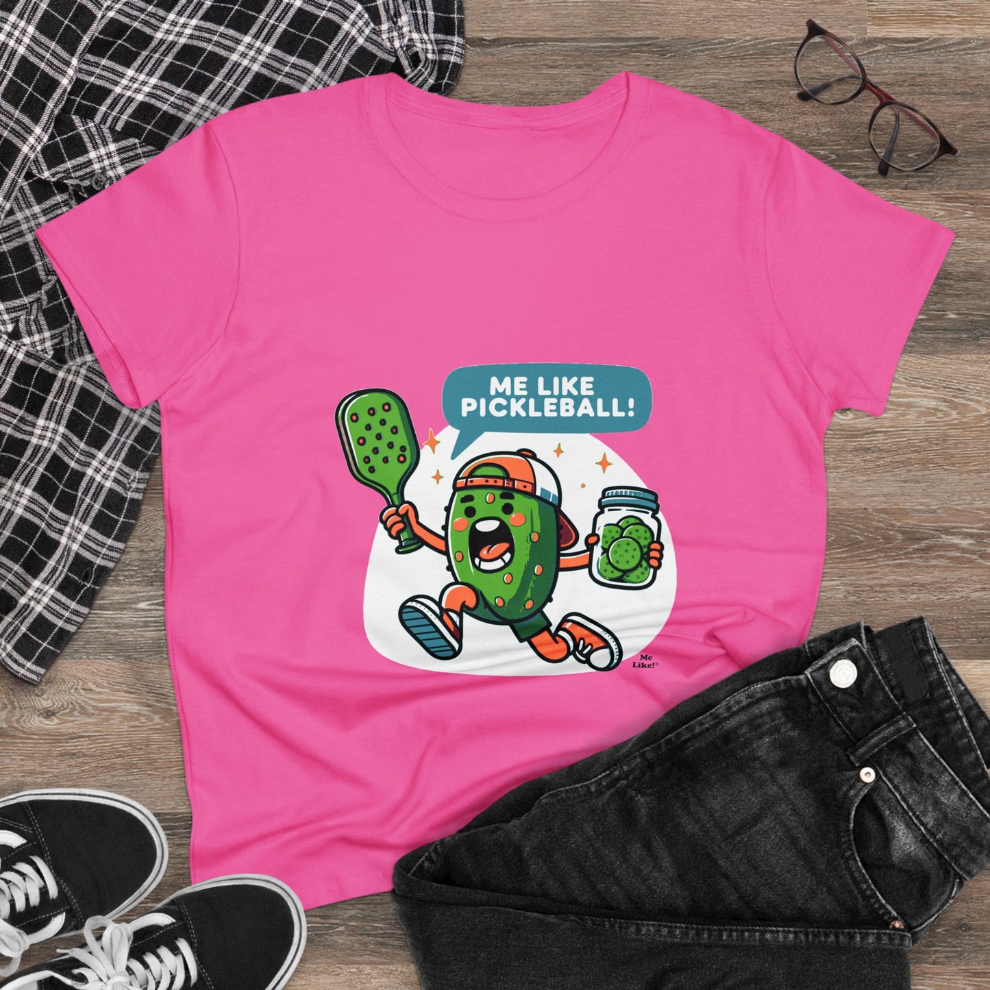 Me Like Pickleball! - Women's Heavy Cotton Tee - (Pickleball #2)