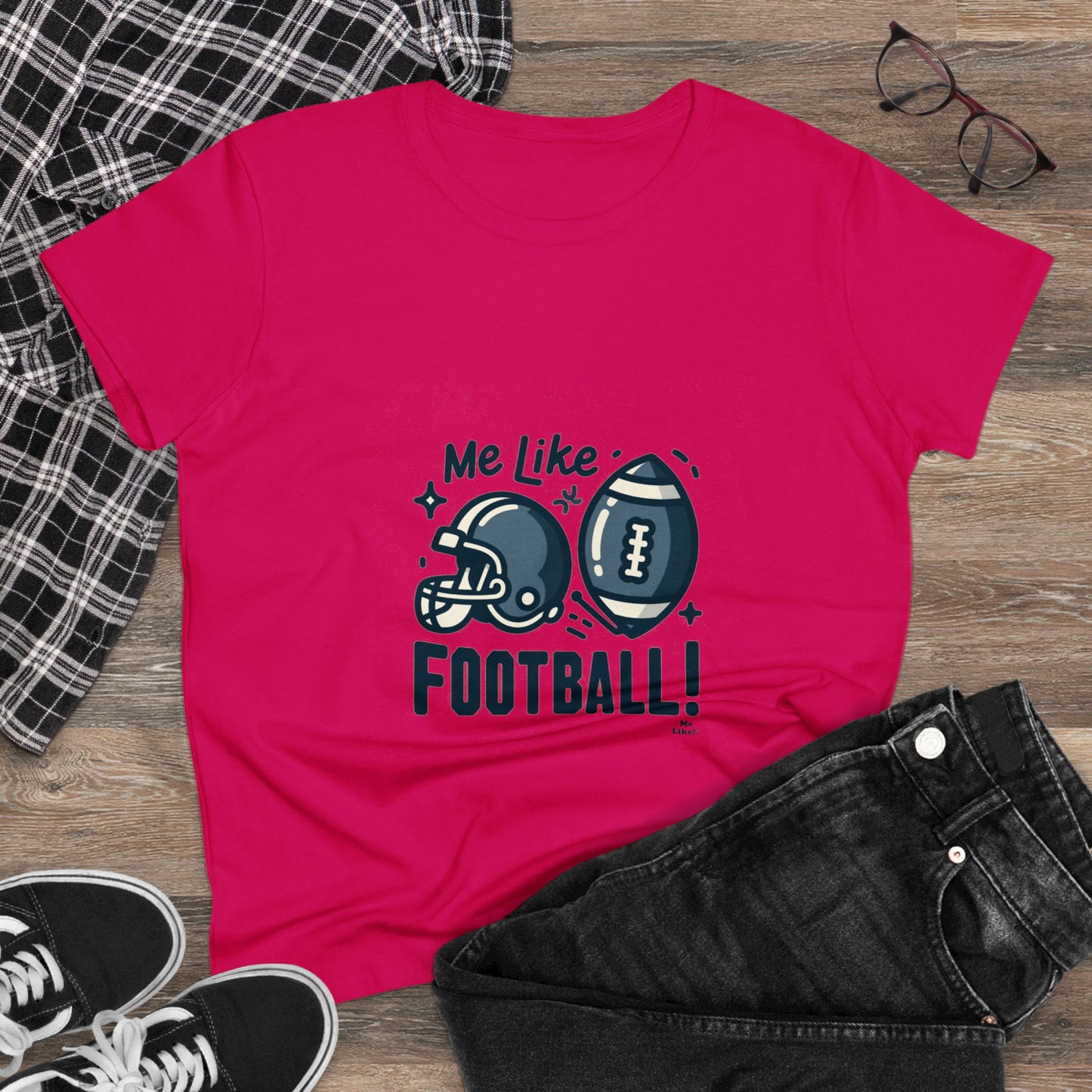 Me Like Football! - Women's Heavy Cotton Tee - (Football #3)