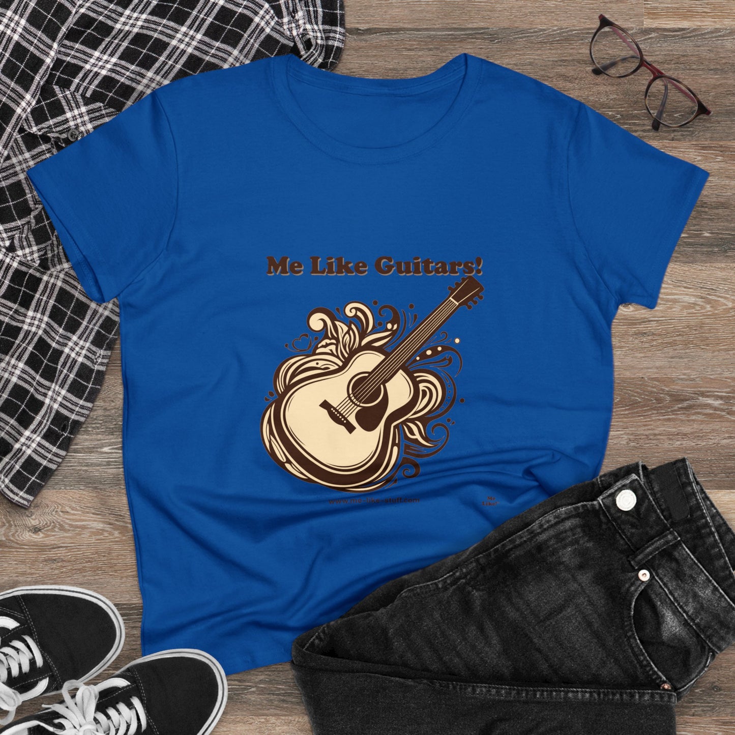 Women's Heavy Cotton Tee - Me Like Guitars! (Acoustic #1)