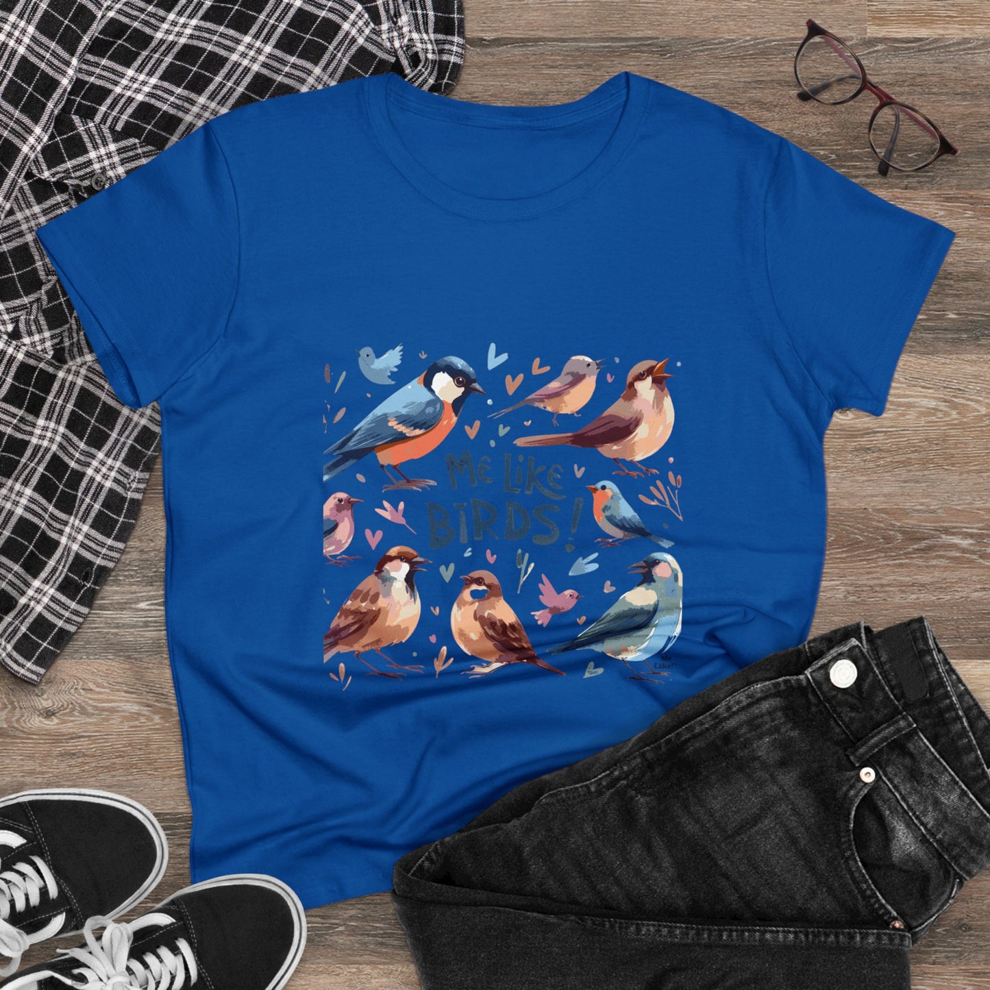 Me Like Birds! - Women's Heavy Cotton Tee - (Birds #2)