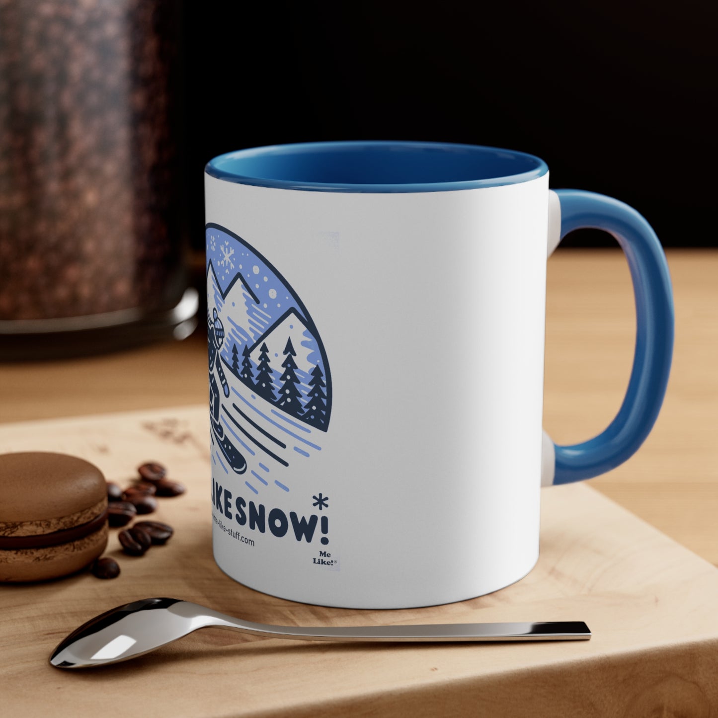 Accent Coffee Mug, 11oz - Me Like Snow! (Snowboard #2)