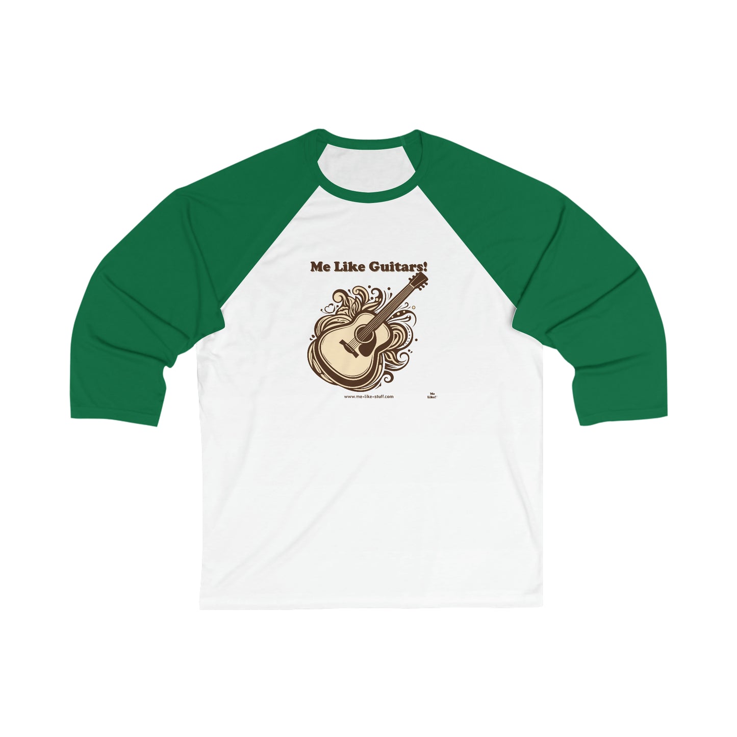 Unisex 3\4 Sleeve Baseball Tee - Me Like Guitars! (Acoustic #1)