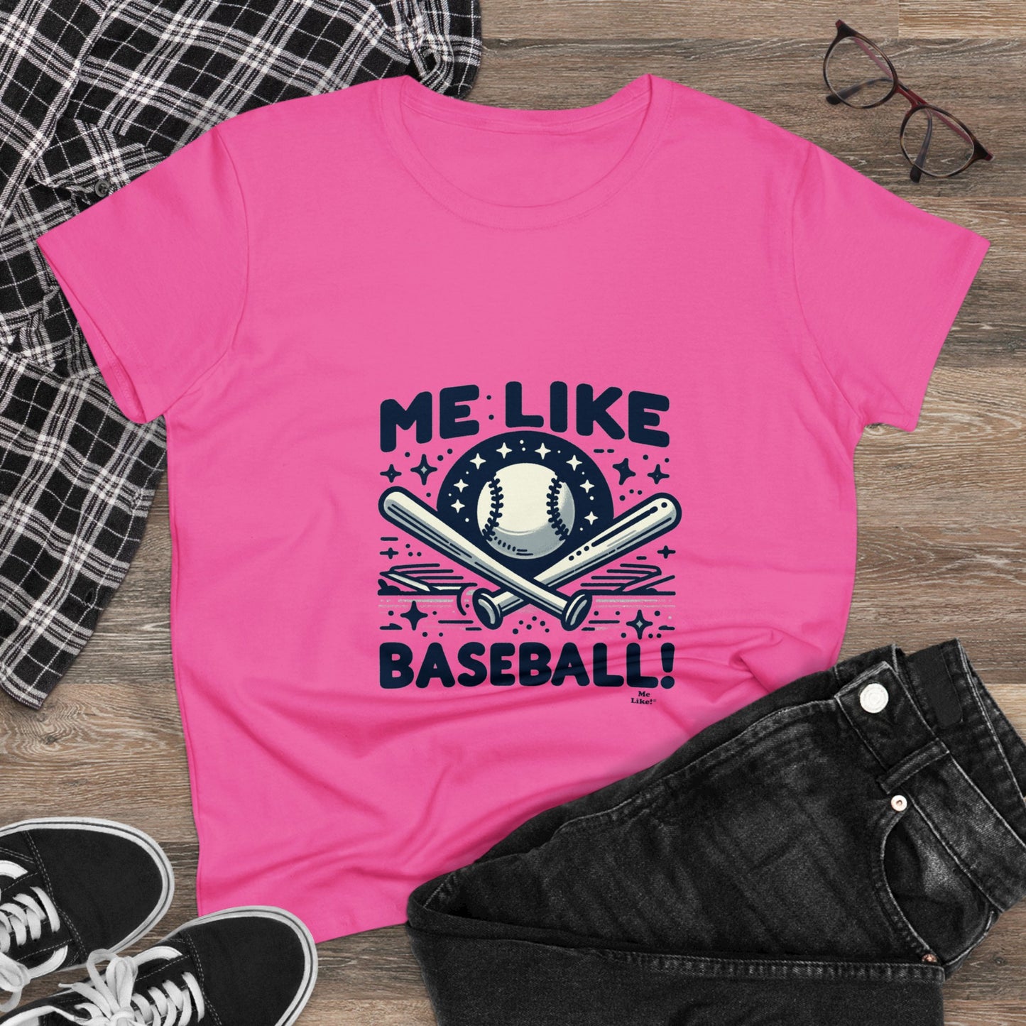 Me Like Baseball! - Women's Heavy Cotton Tee - (Baseball #2)