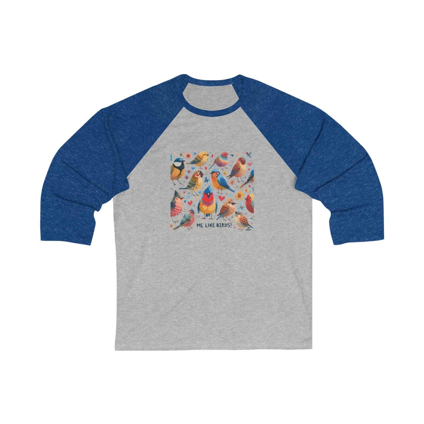 Me Like Birds! - Unisex 3\4 Sleeve Baseball Tee - (Birds #1)