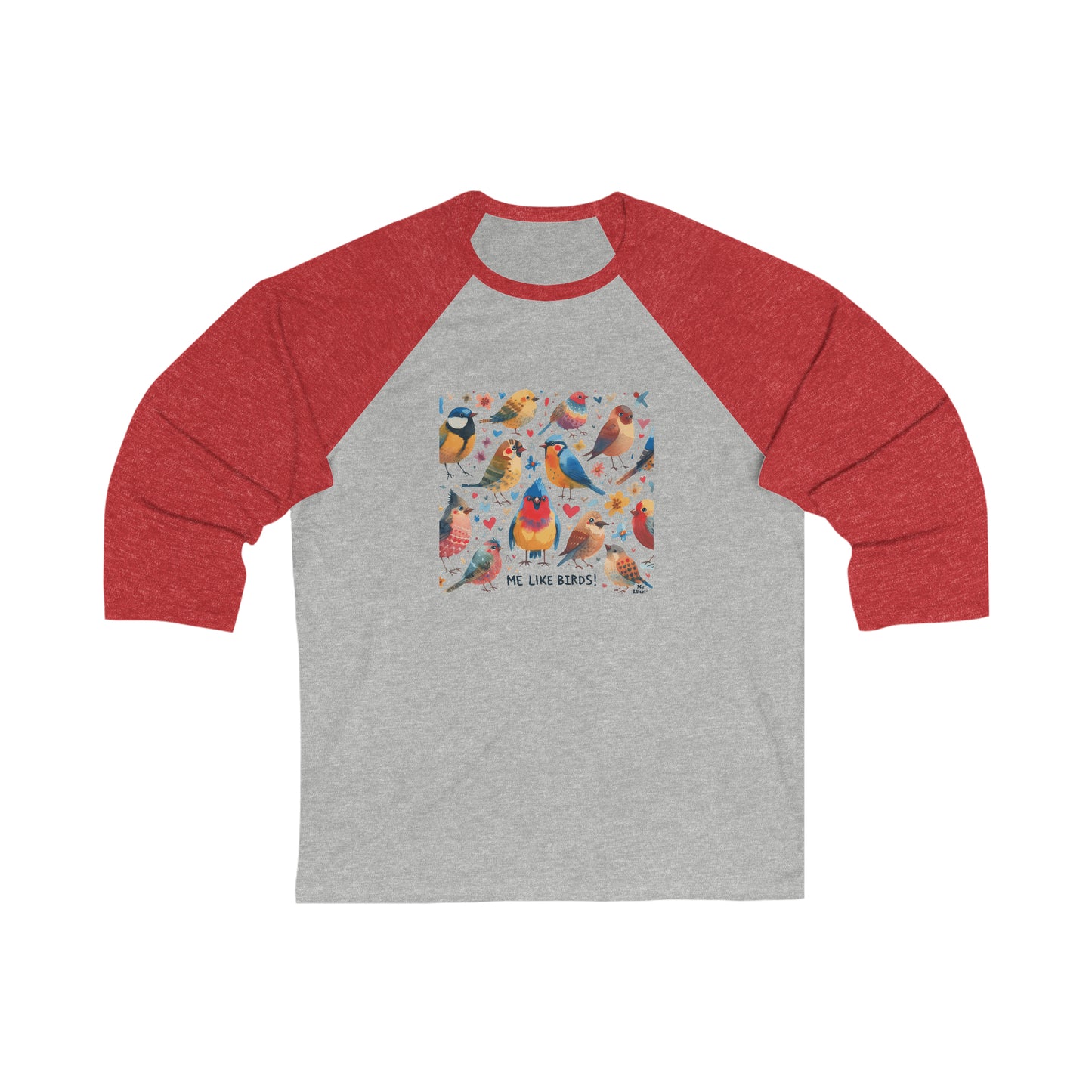 Me Like Birds! - Unisex 3\4 Sleeve Baseball Tee - (Birds #1)