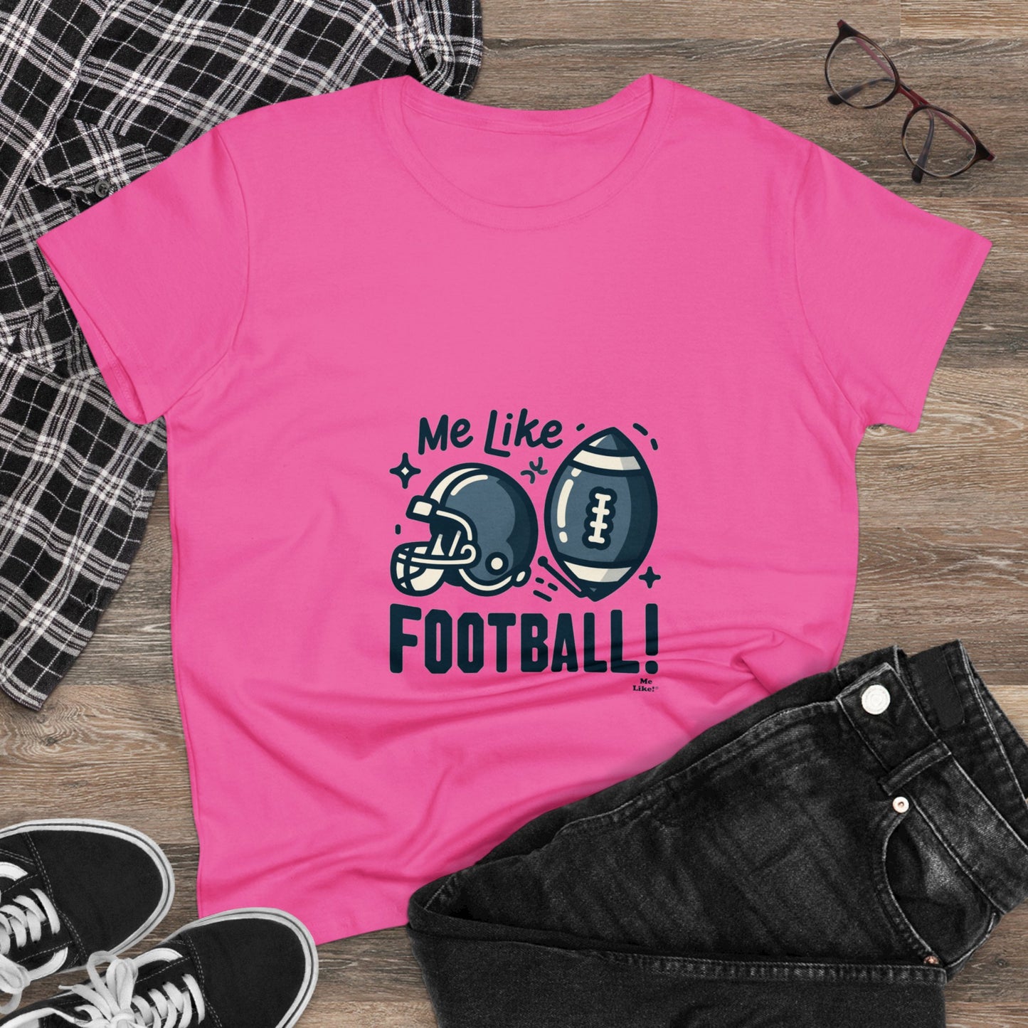 Me Like Football! - Women's Heavy Cotton Tee - (Football #3)