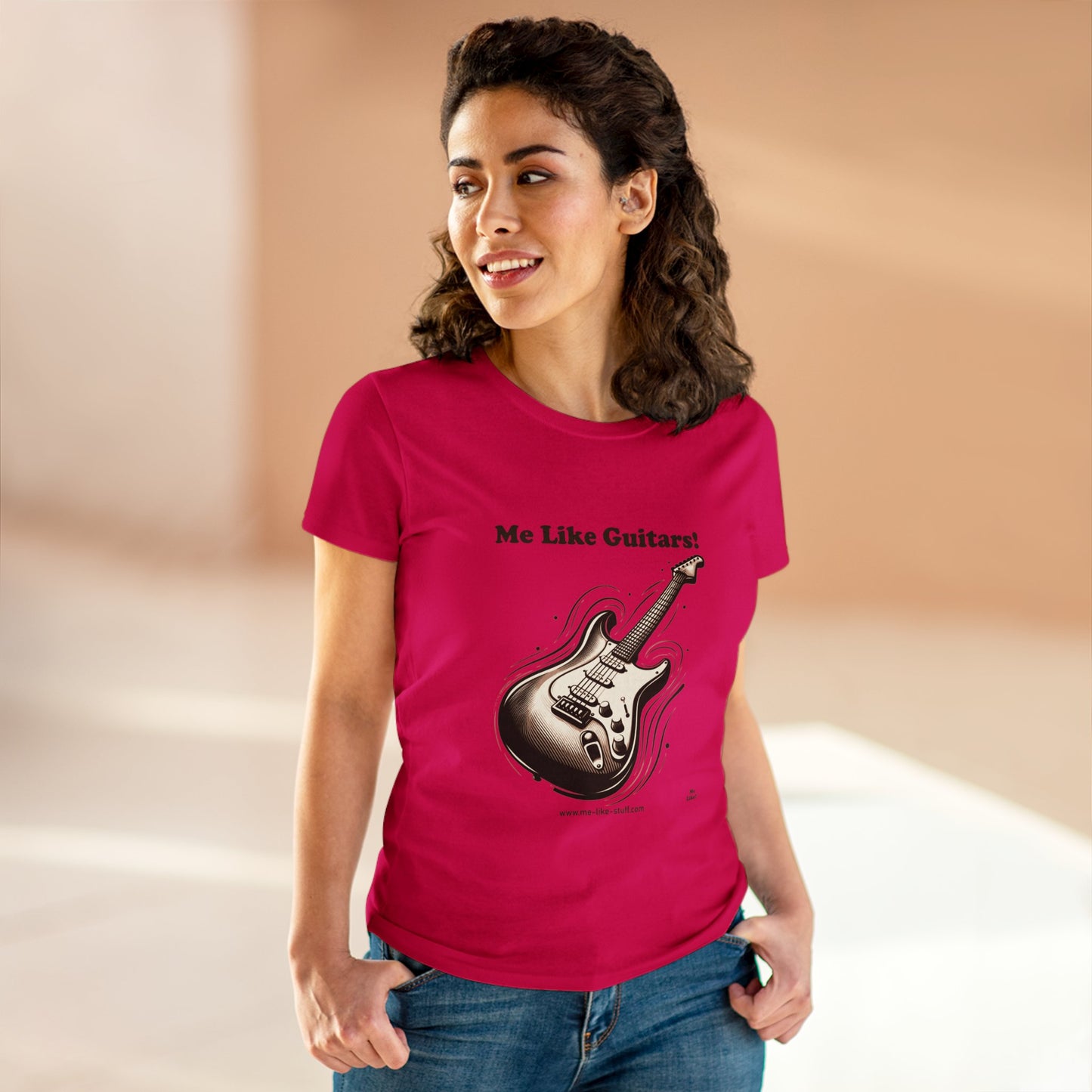 Women's Heavy Cotton Tee - Me Like Guitars! (Electric #3)