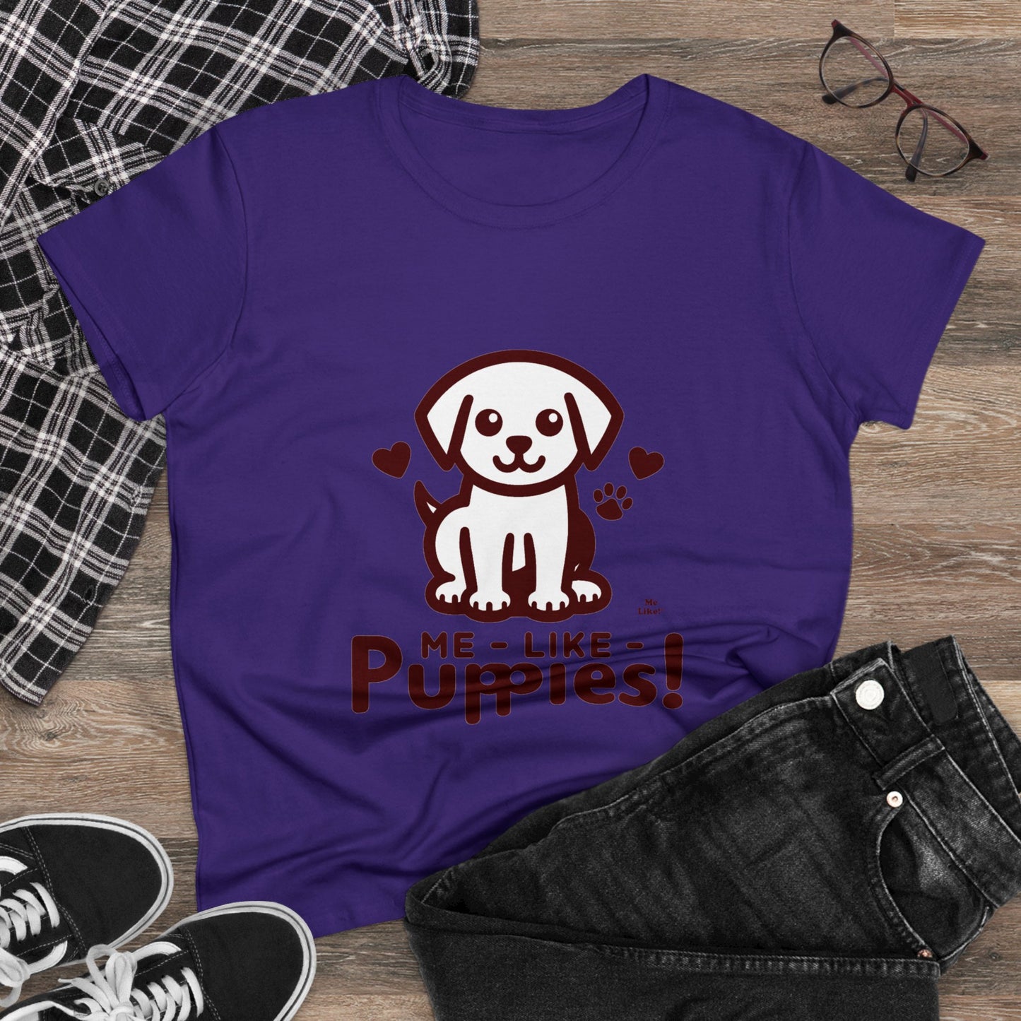 Me Like Puppies! - Women's Heavy Cotton Tee - (#1)