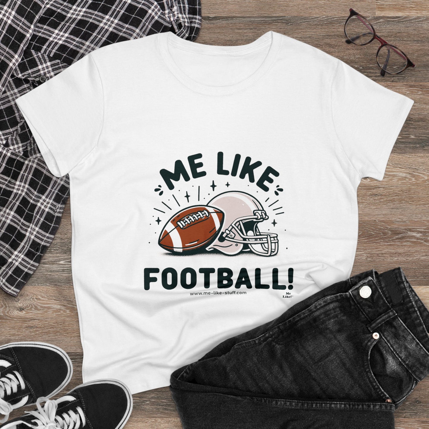 Me Like Football! - Women's Heavy Cotton Tee - (Football #1)