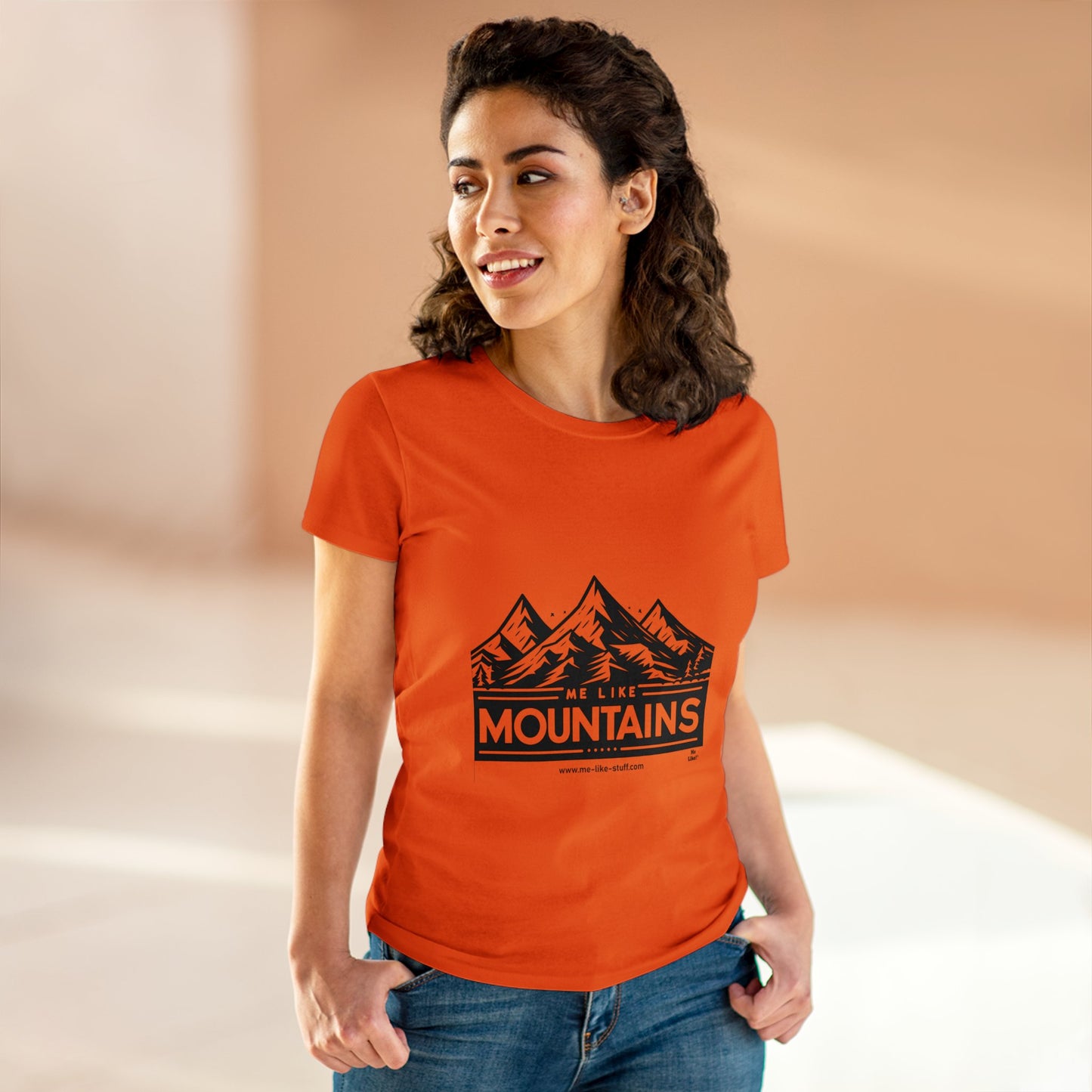 Women's Heavy Cotton Tee - Me Like Mountains! (#1)