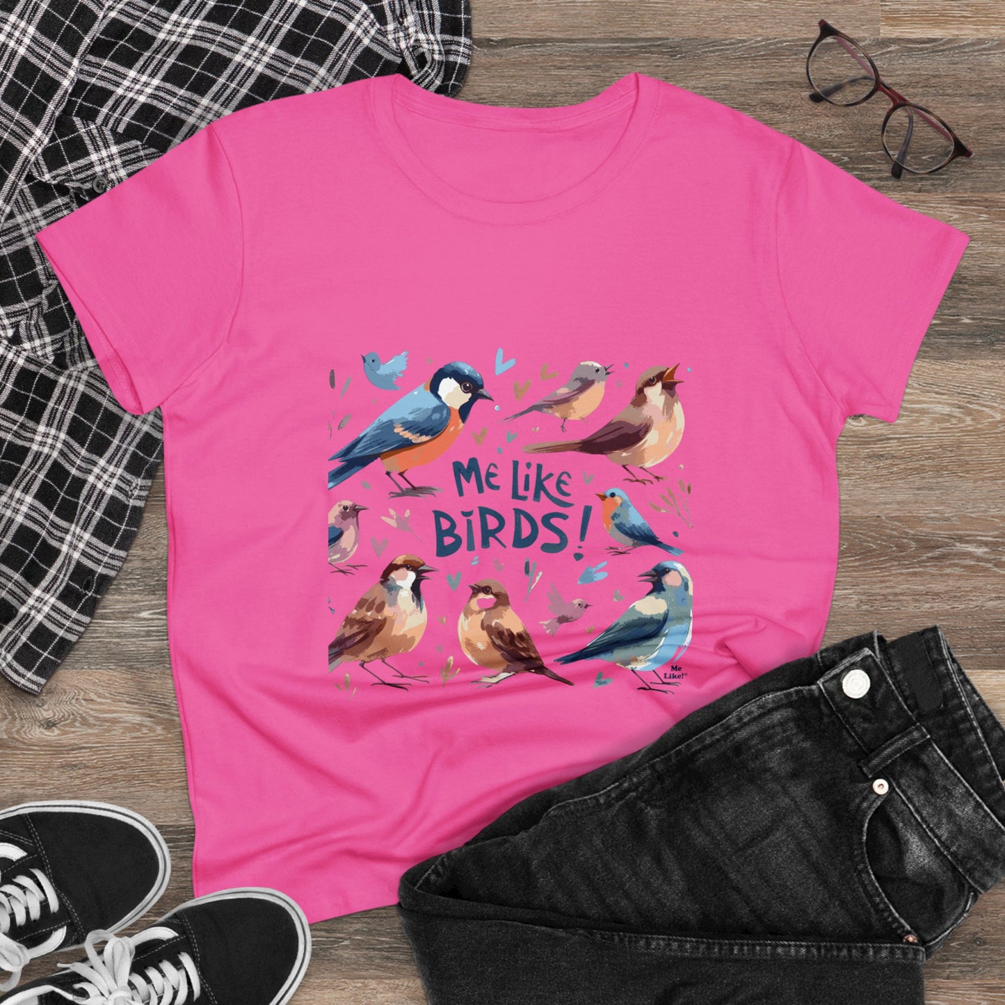 Me Like Birds! - Women's Heavy Cotton Tee - (Birds #2)