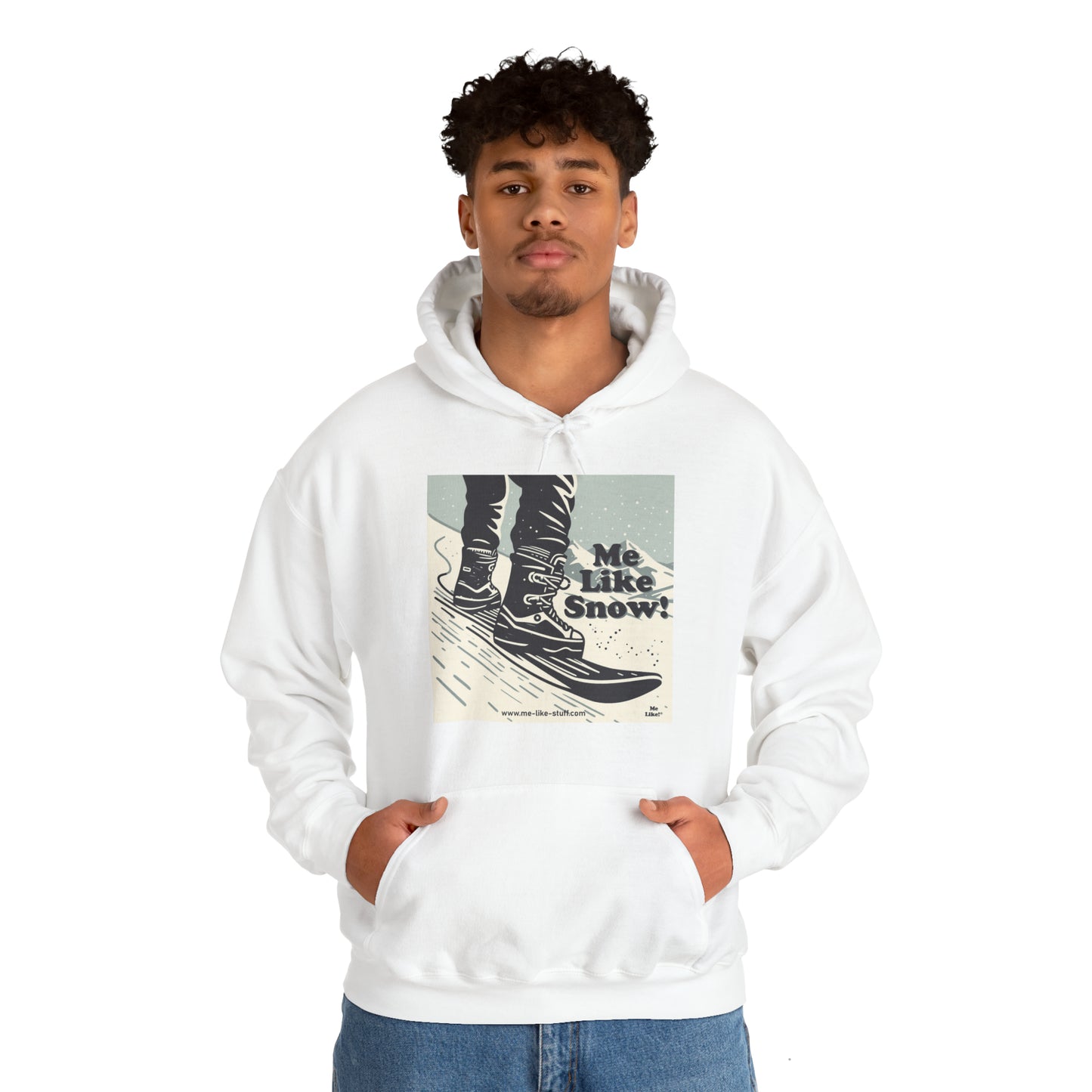 Unisex Heavy Blend™ Hooded Sweatshirt - Me Like Snow! (Snowboard #1)