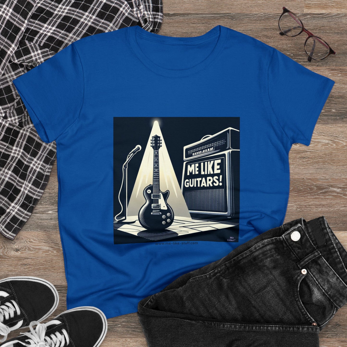 Women's Heavy Cotton Tee - Me Like Guitars! (Electric #1)