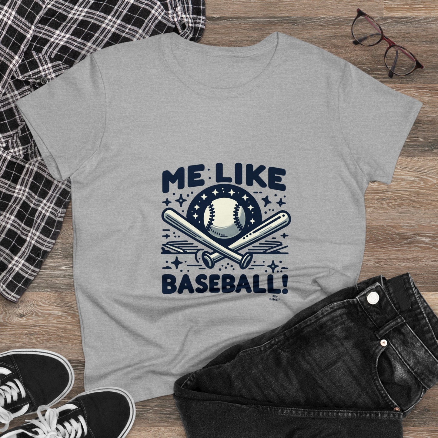 Me Like Baseball! - Women's Heavy Cotton Tee - (Baseball #2)