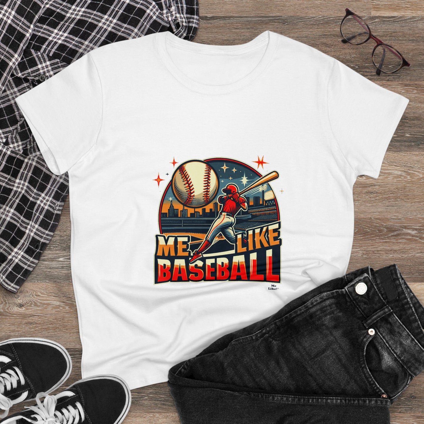 Me Like Baseball! - Women's Heavy Cotton Tee - (Baseball #1)