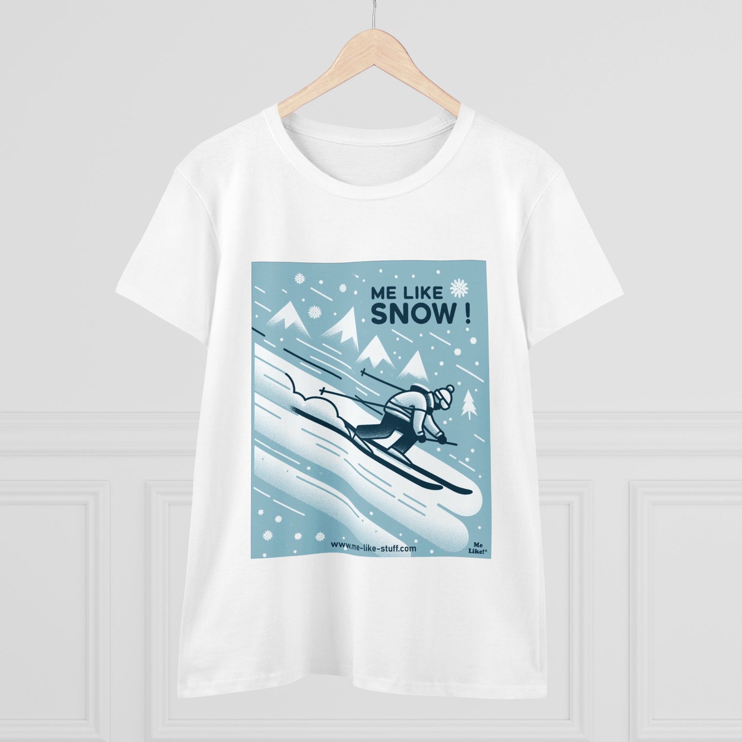 Women's Heavy Cotton Tee - Me Like Snow! (Ski #2)