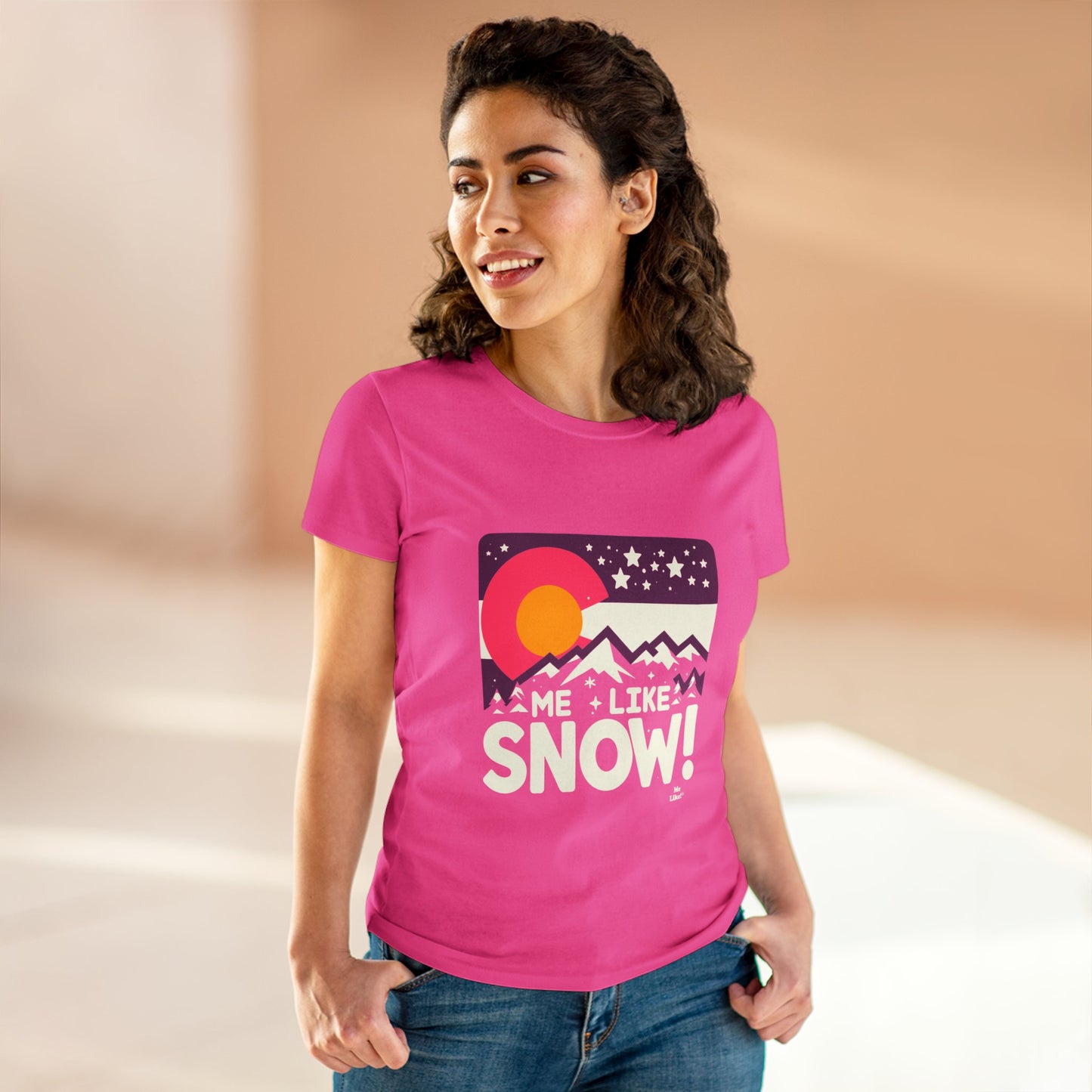 Me Like Snow! - Women's Heavy Cotton Tee - (Snow Colorado #1)