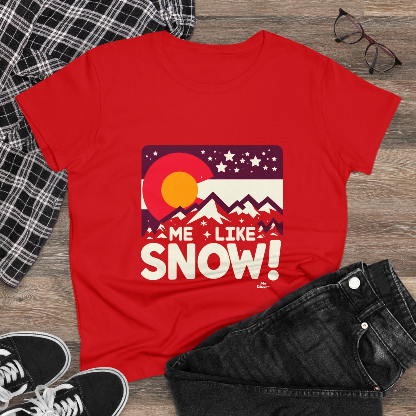 Me Like Snow! - Women's Heavy Cotton Tee - (Snow Colorado #1)