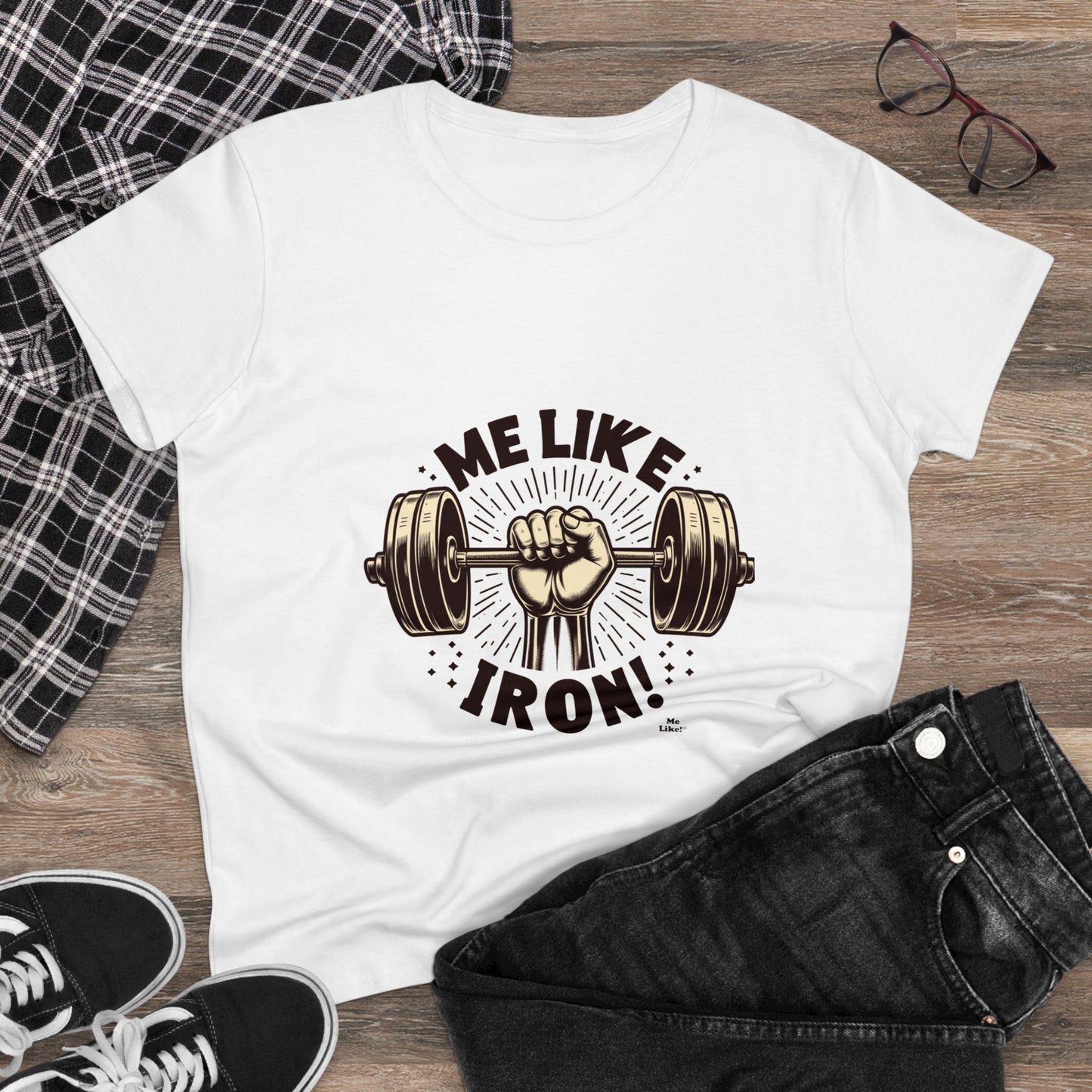 Me Like Iron! - Women's Heavy Cotton Tee - (Weightlifting #1)