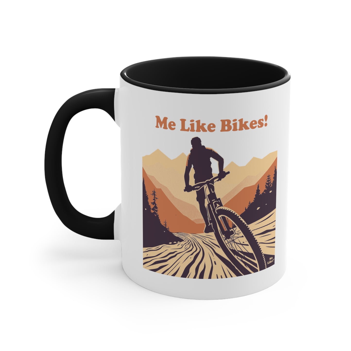 Accent Coffee Mug, 11oz - Me Like Bikes! (Mountain Bike #2)