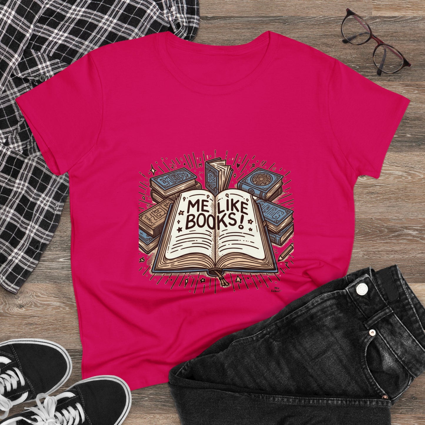 Me Like Books! - Women's Heavy Cotton Tee - (Books #1)