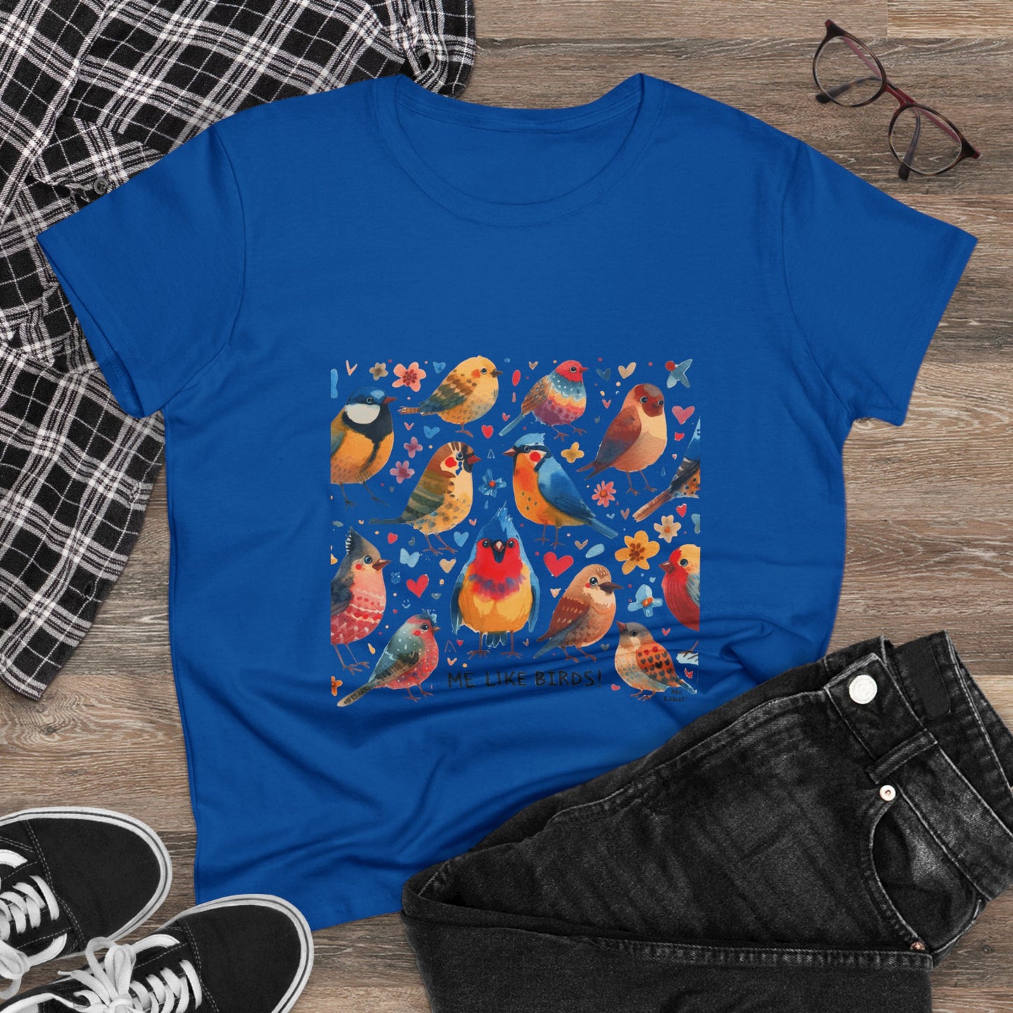 Me Like Birds! - Women's Heavy Cotton Tee - (Birds #1)